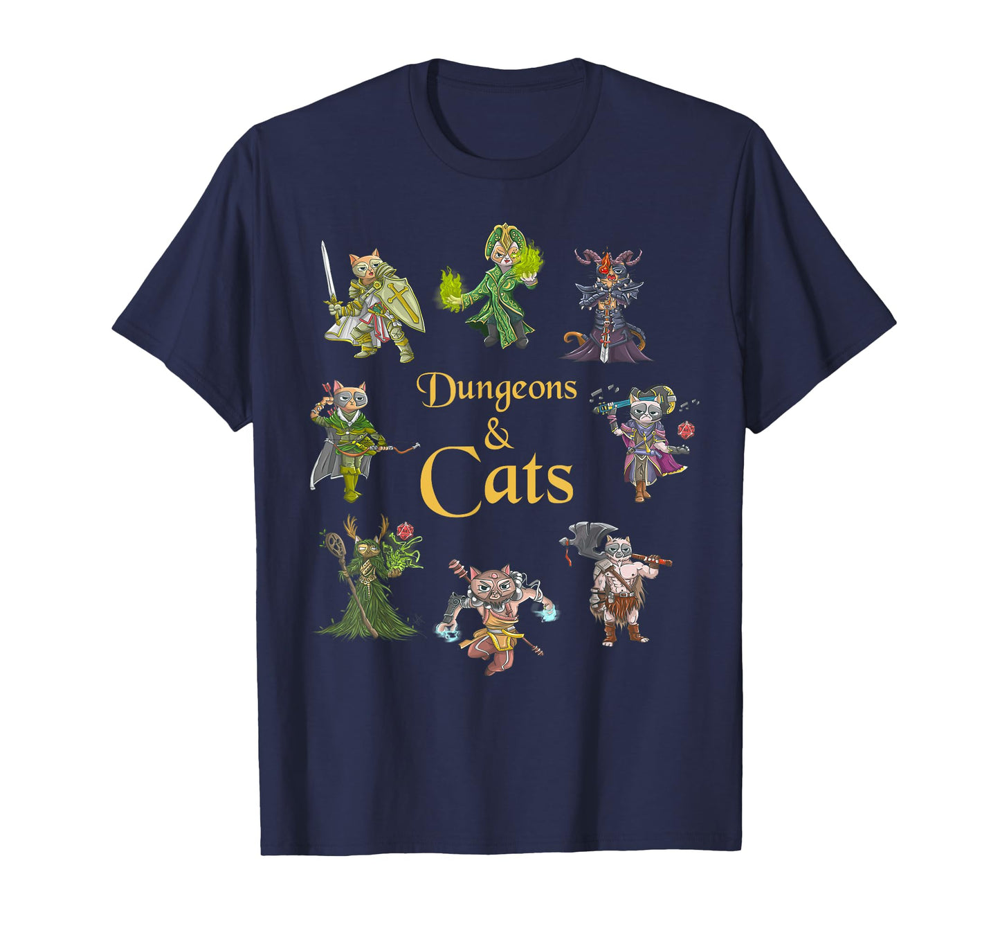Dungeons And Cats Funny Cute Tabletop Gaming Geek Roleplay T-Shirt