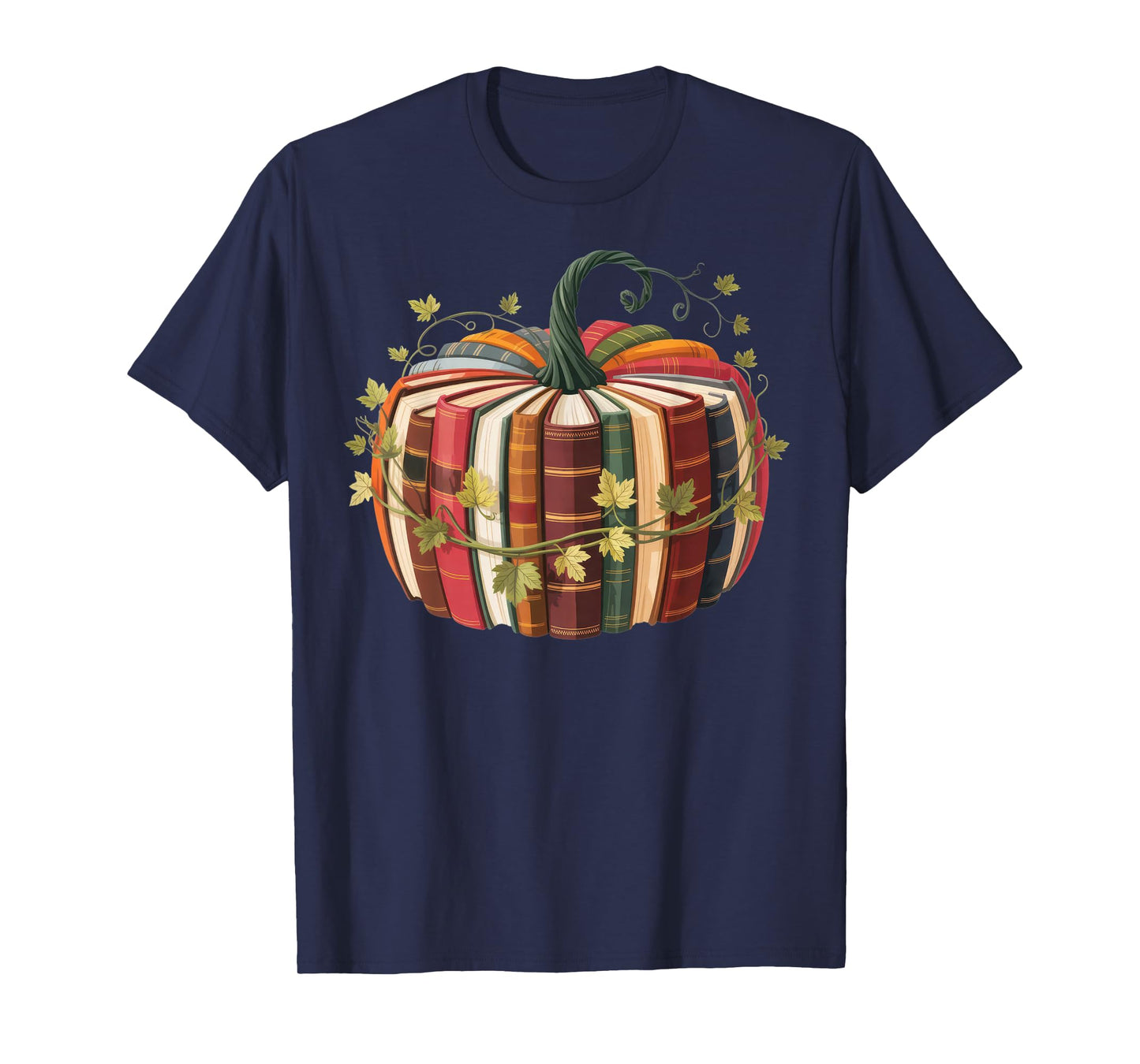 Fall Book Pumpkin Retro Reading Halloween Teacher T-Shirt