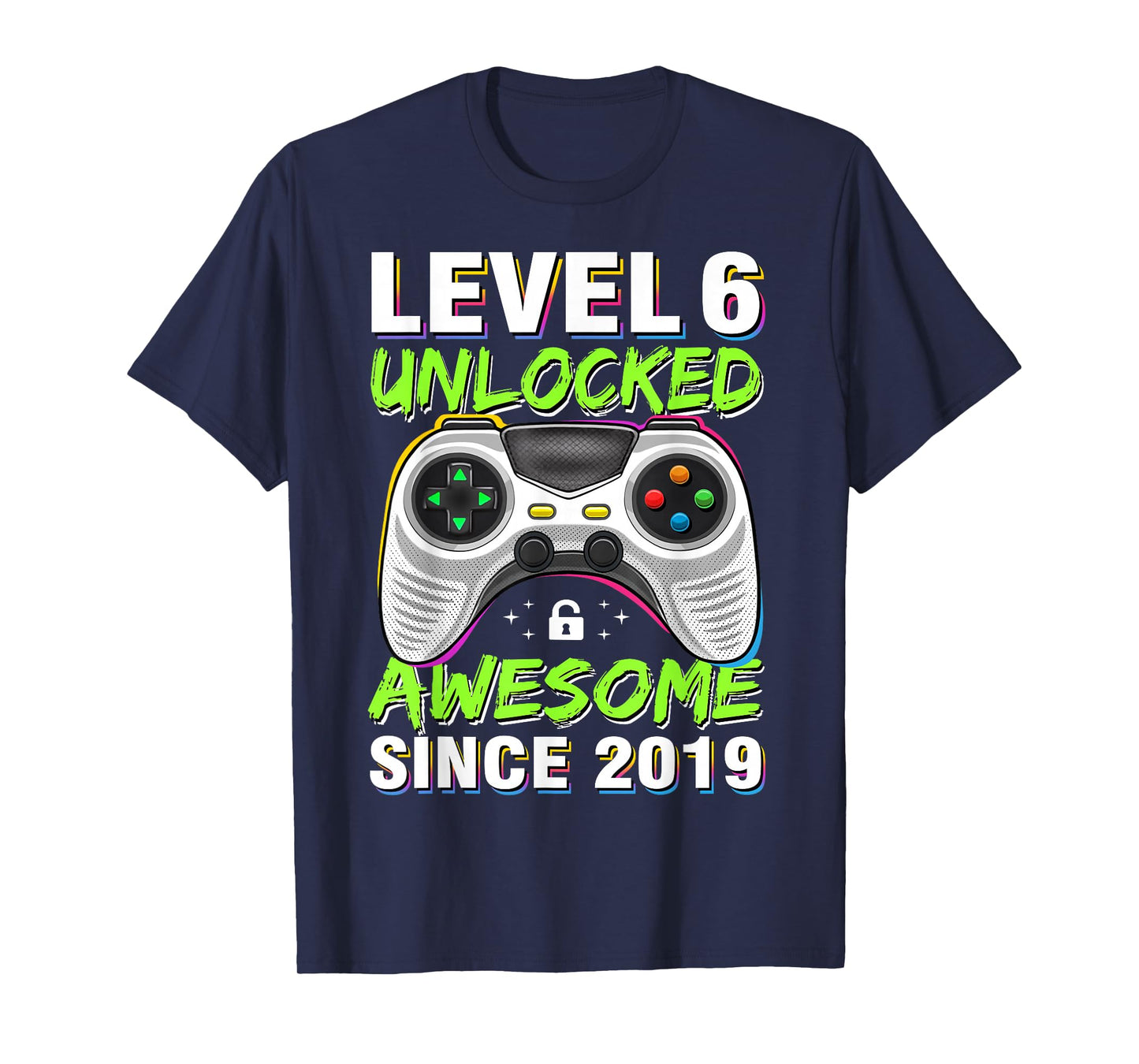 Level 6 Unlocked Awesome Since 2019 6th Birthday Gaming Boys T-Shirt