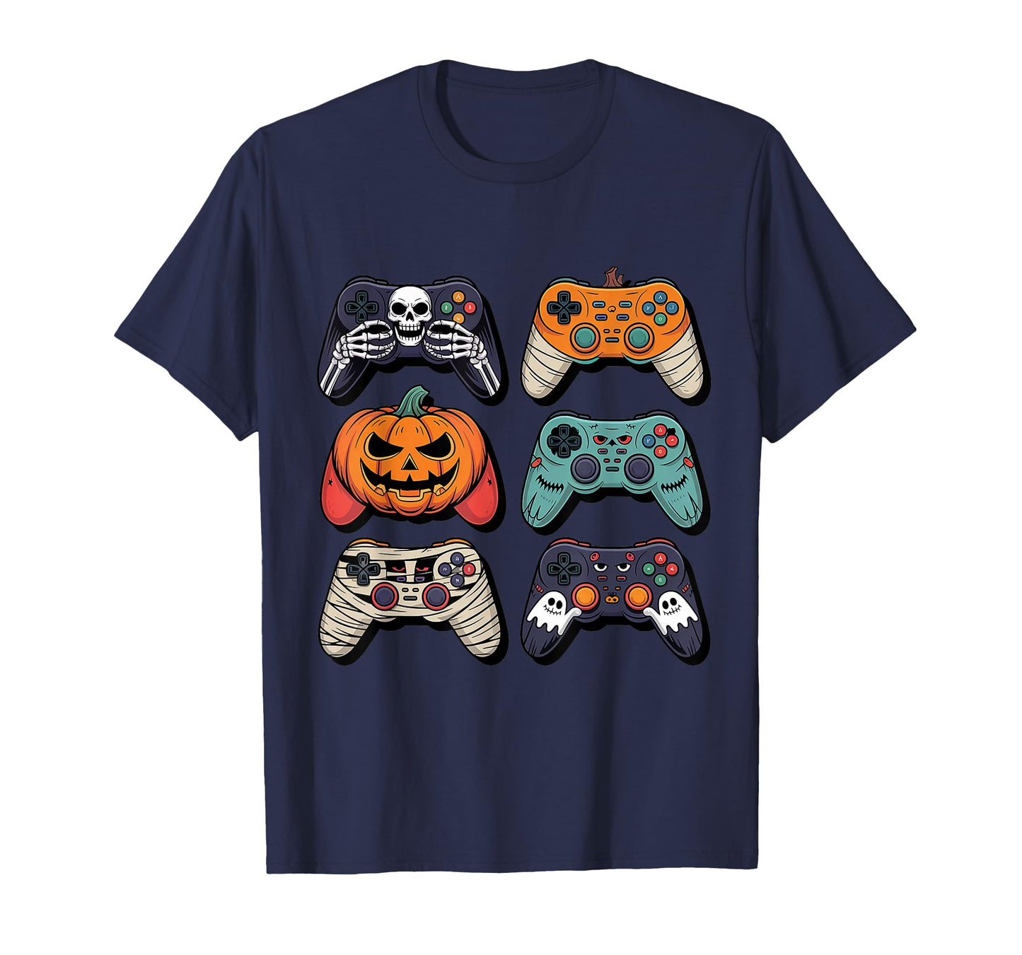 Halloween Skeleton Zombie Gaming Controllers Boys Kids T-Shirt