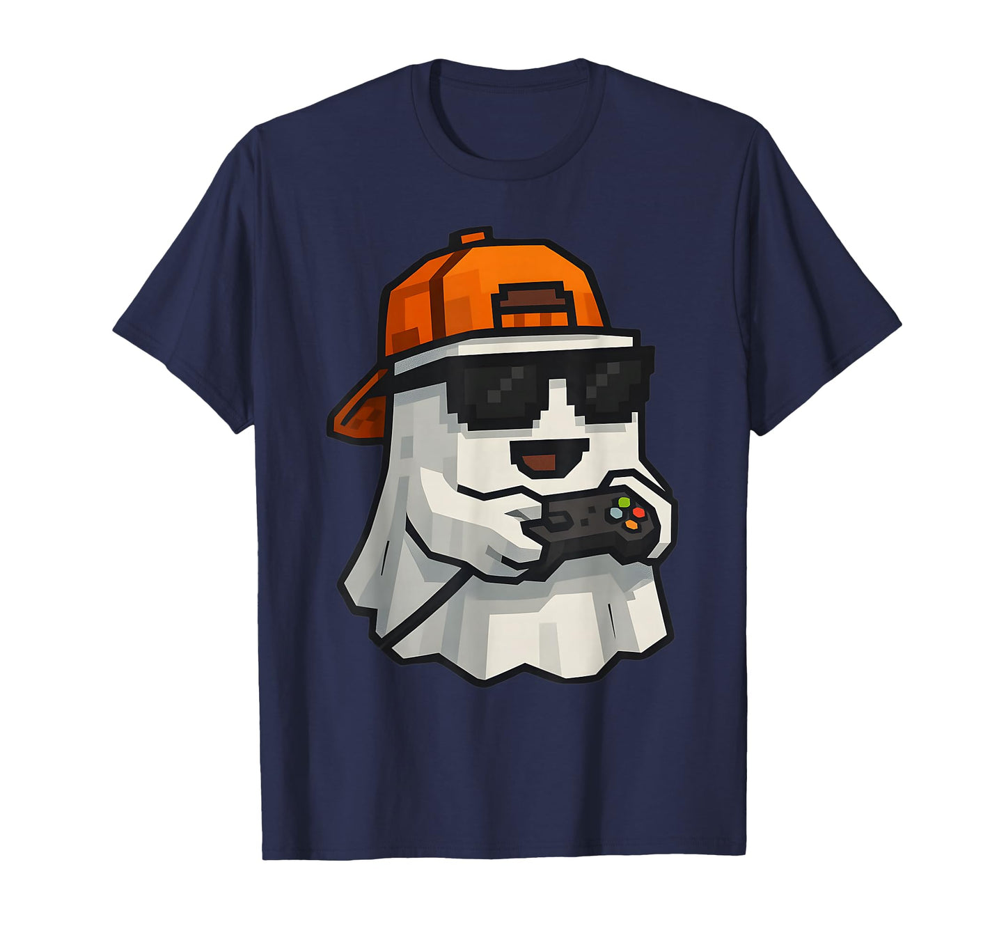 Halloween Ghost Gamer Funny Pixel Video Gaming Boys Men Kids T-Shirt