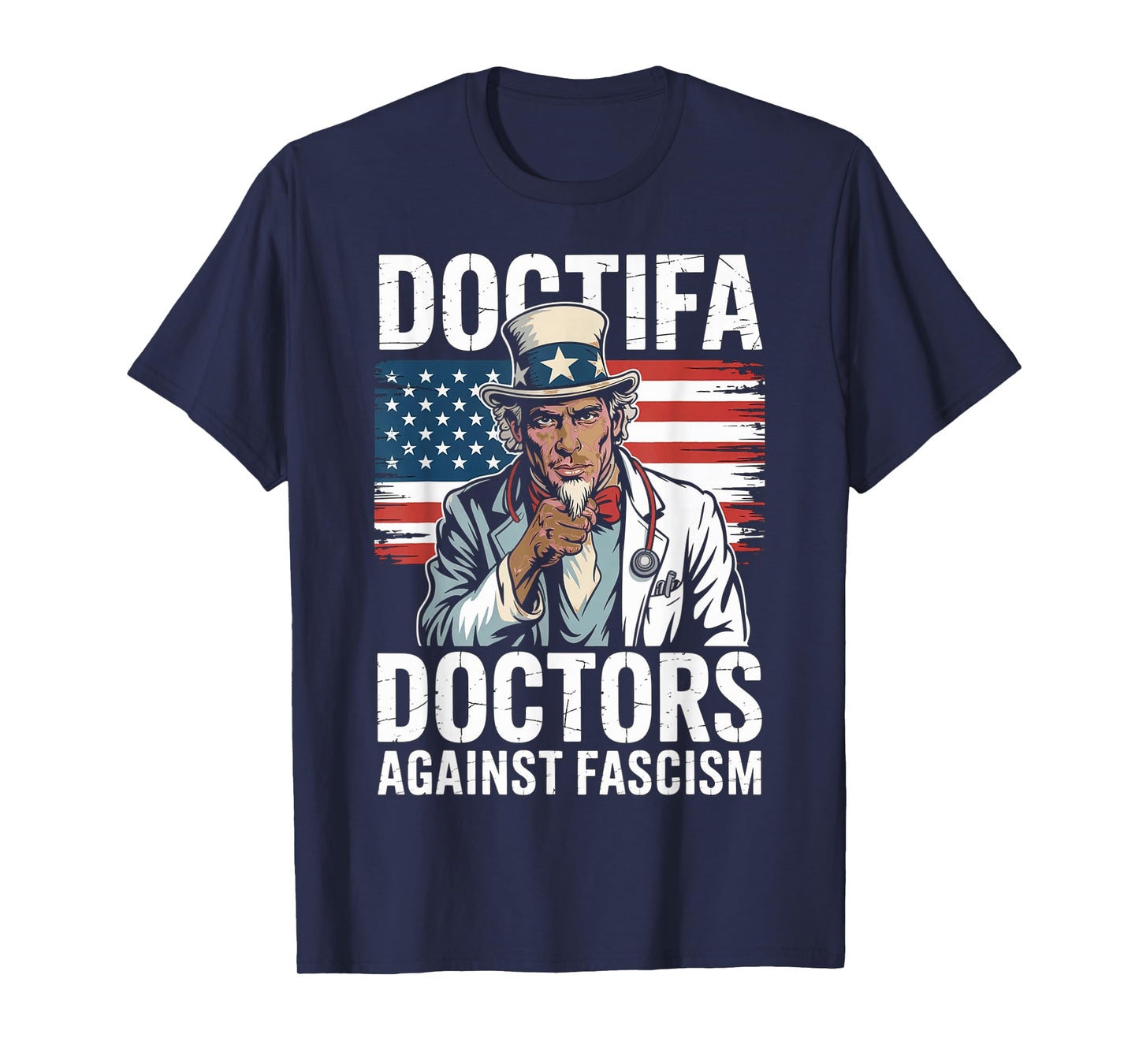 Doctifa Black Doctors Against Fascism Flag Resist No Kings T-Shirt