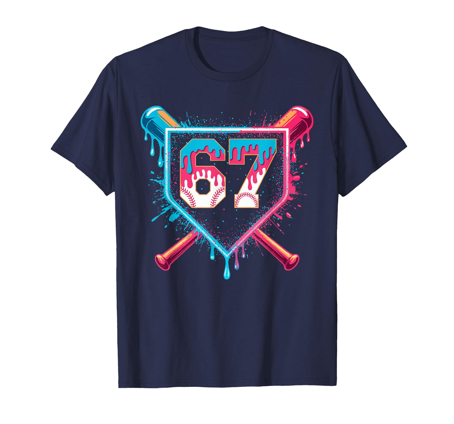 Baseball Ice Cream Drip Six Seven Gen Alpha Slang Meme 67 T-Shirt
