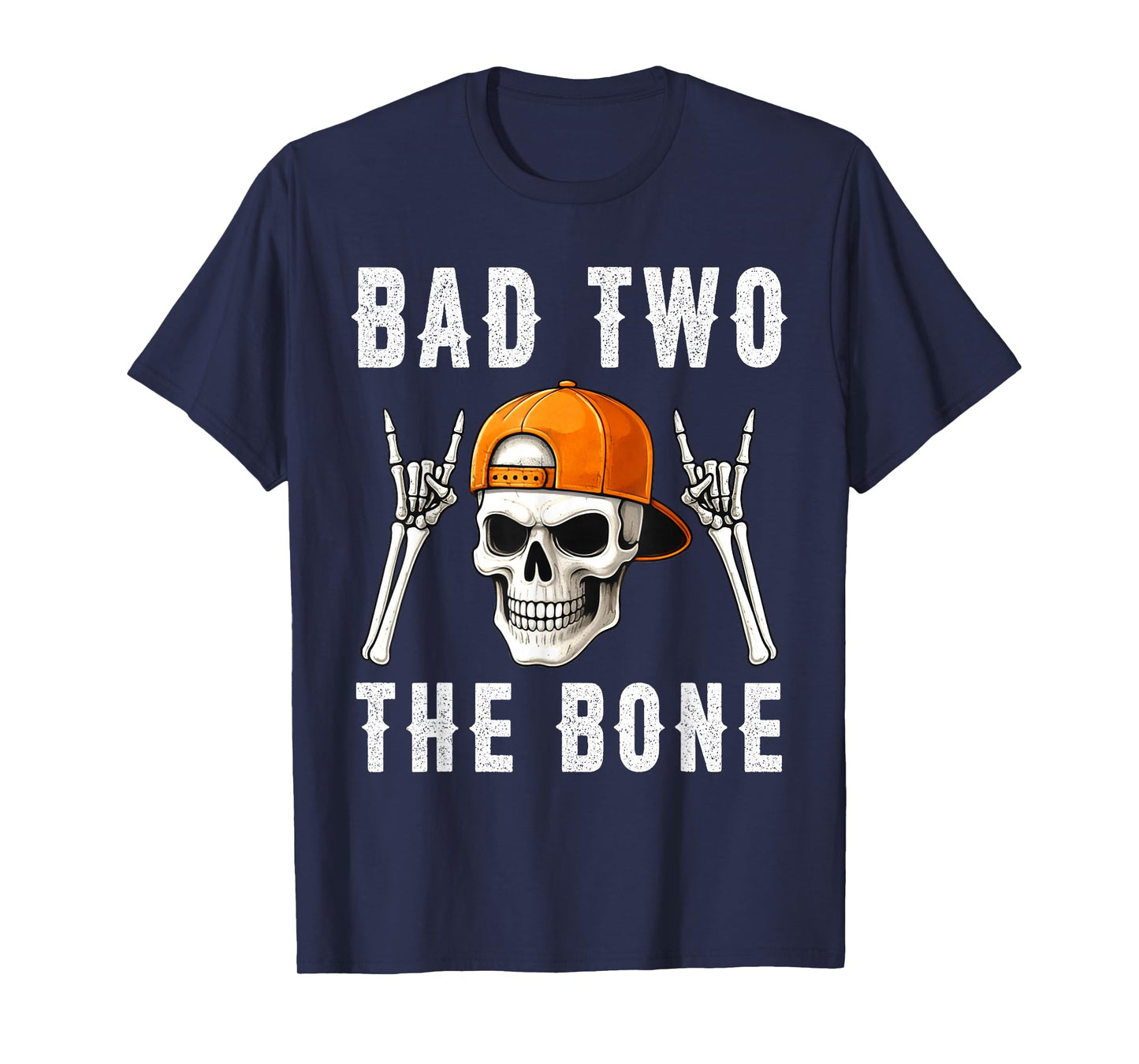 Bad Two The Bone Skull with Cap Halloween 2nd Birthday Boy T-Shirt
