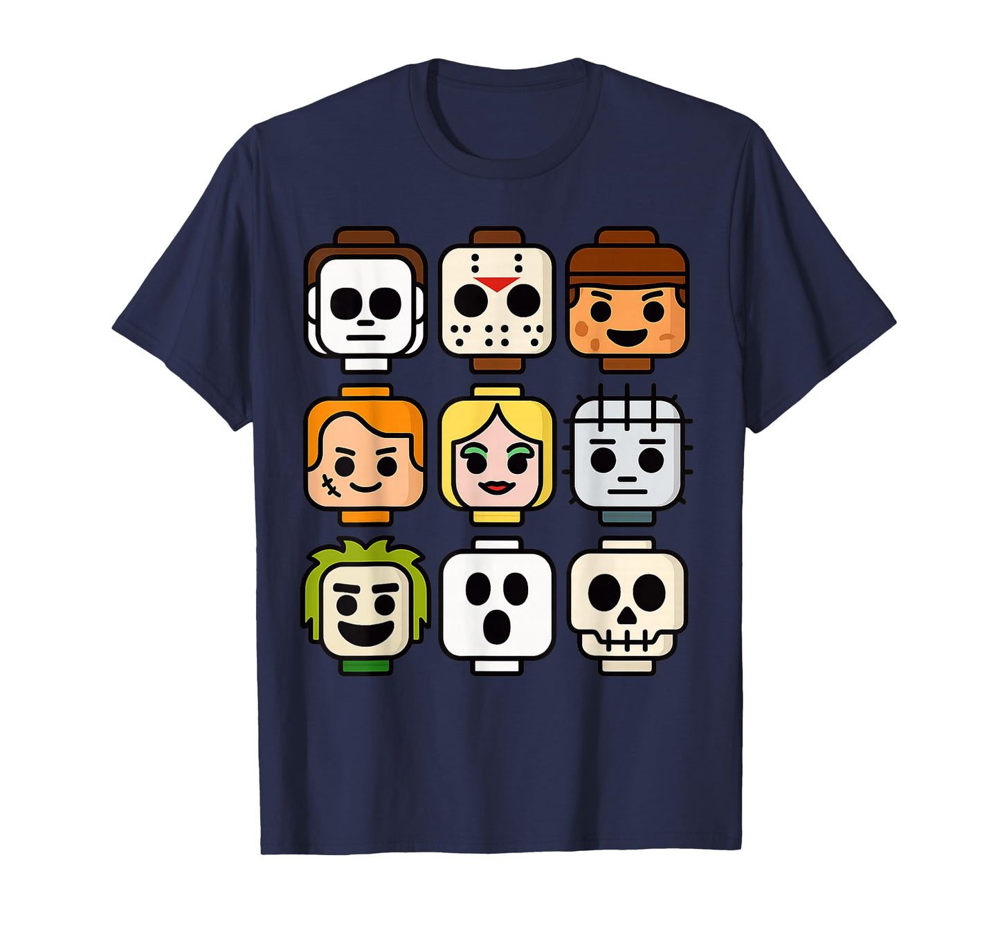 Halloween Building Brick Head Pumpkin Ghost Zombie Boys T-Shirt