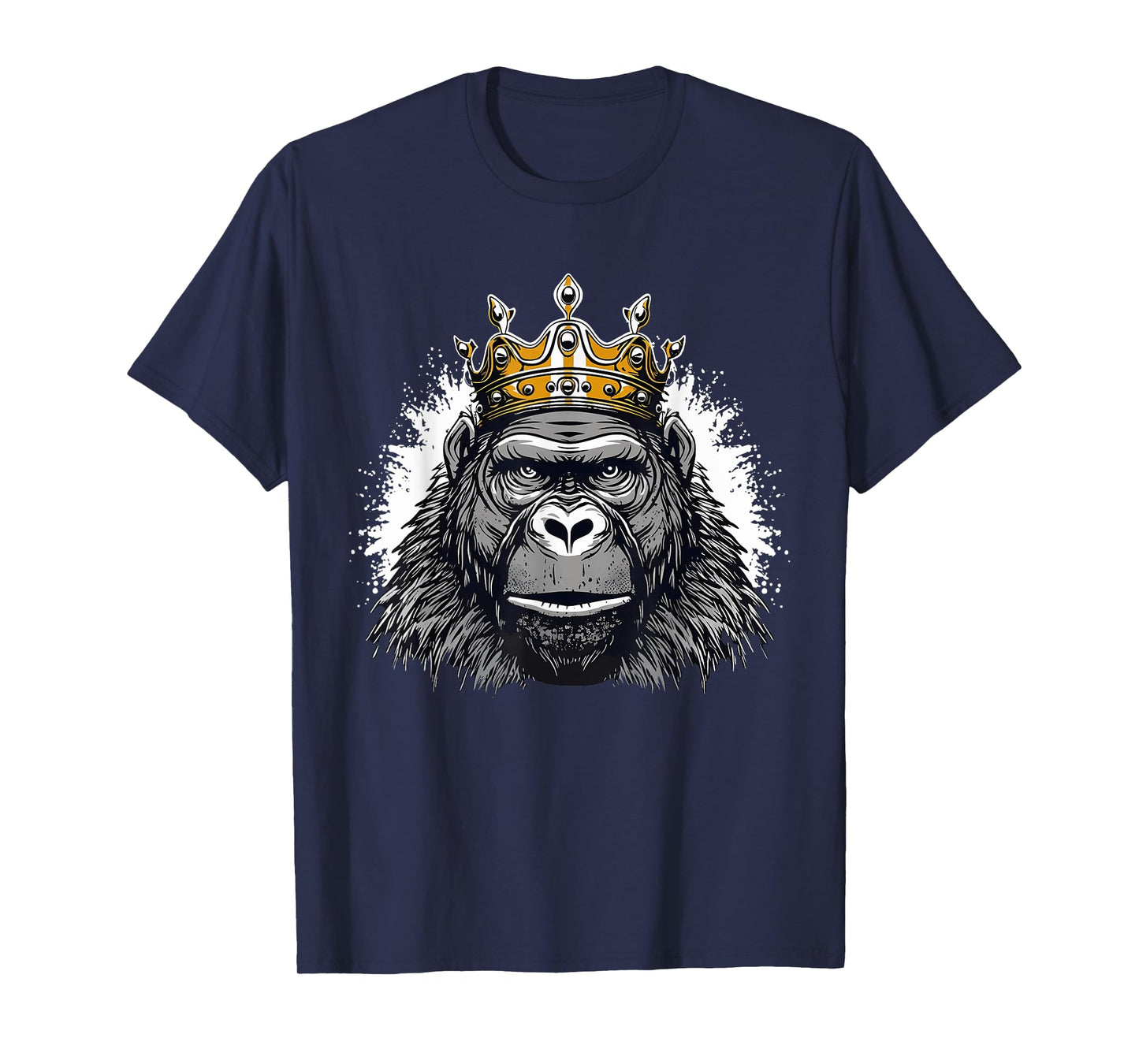 Gorilla With Crown King Ape Wildlife Artwork Monkey Design T-Shirt