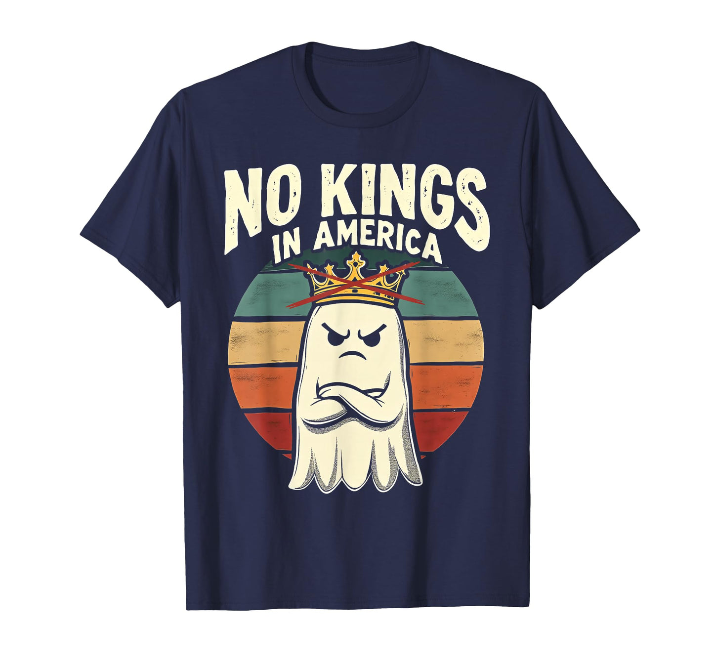 No Kings in America Shirt Retro Halloween Boo Sheet Ghost T-Shirt