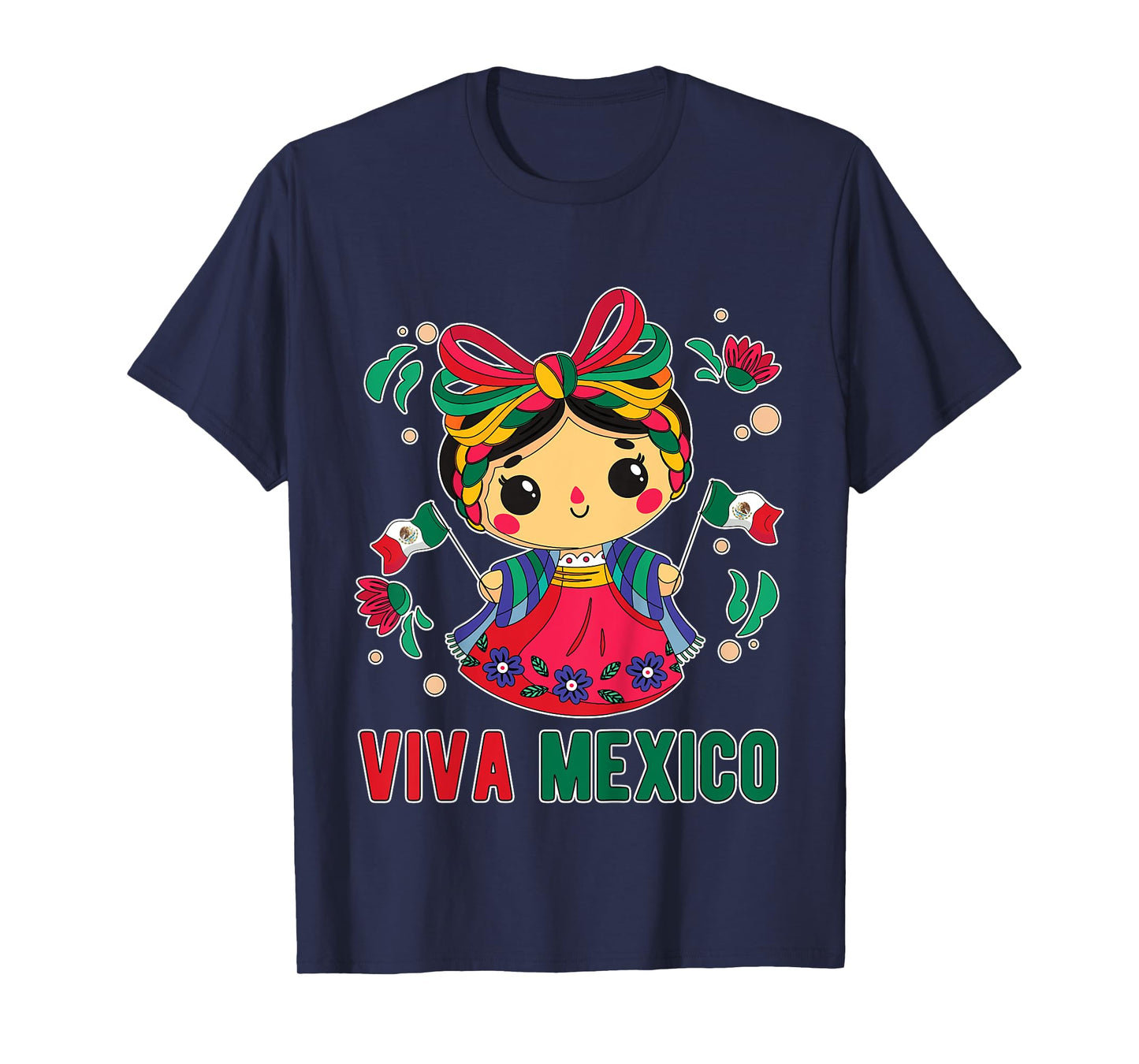 Viva Mexico Toddler Girls Flores Mexican Independence Day T-Shirt