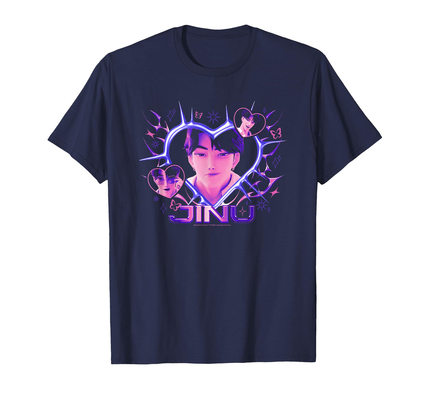 Kpop Demon Hunters Halloween Jinu Y2k Heart Shape Portrait T-Shirt
