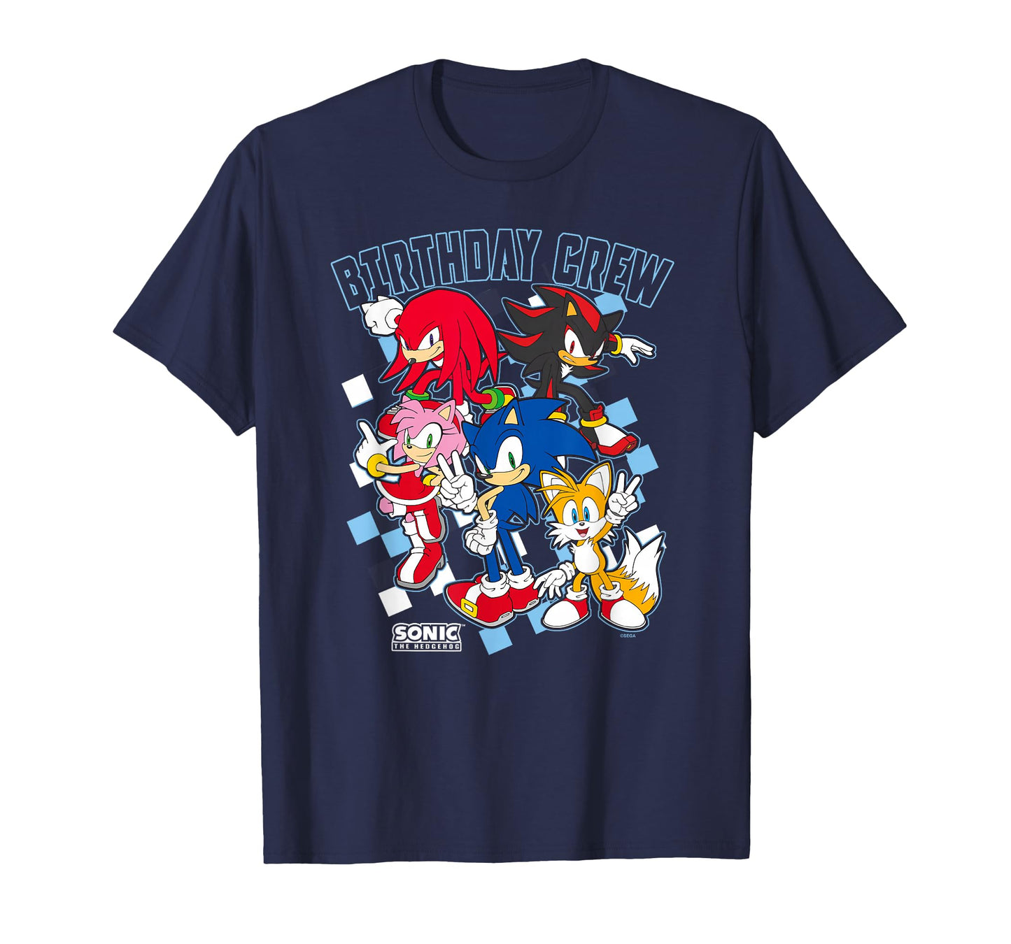 Sonic The Hedgehog Birthday Cre Group Shot Big Chest Logo T-Shirt