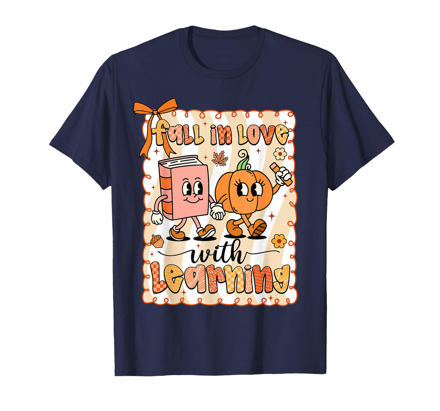 Pumpkin Teacher Preppy Fall In Love With Learning Autumn T-Shirt