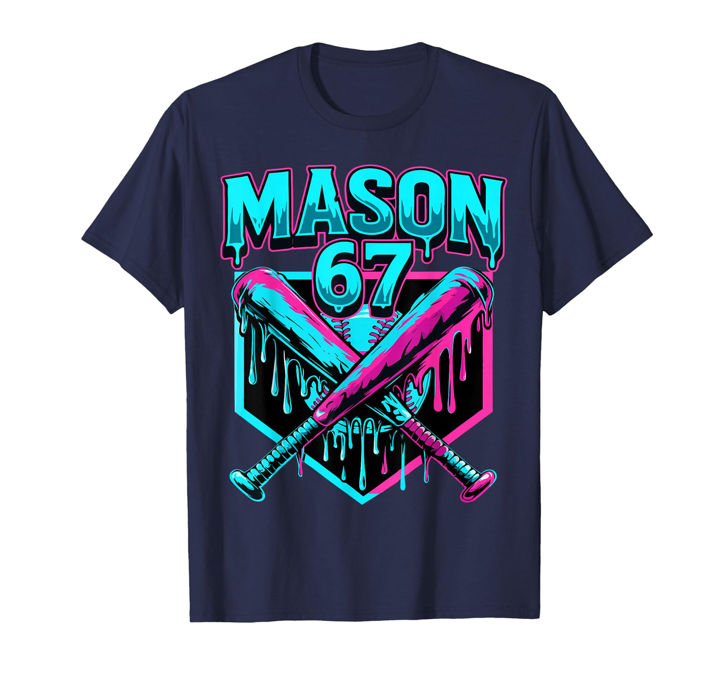 Mason 67 Funny Ice Cream Drip Baseball Meme Graphics T-Shirt