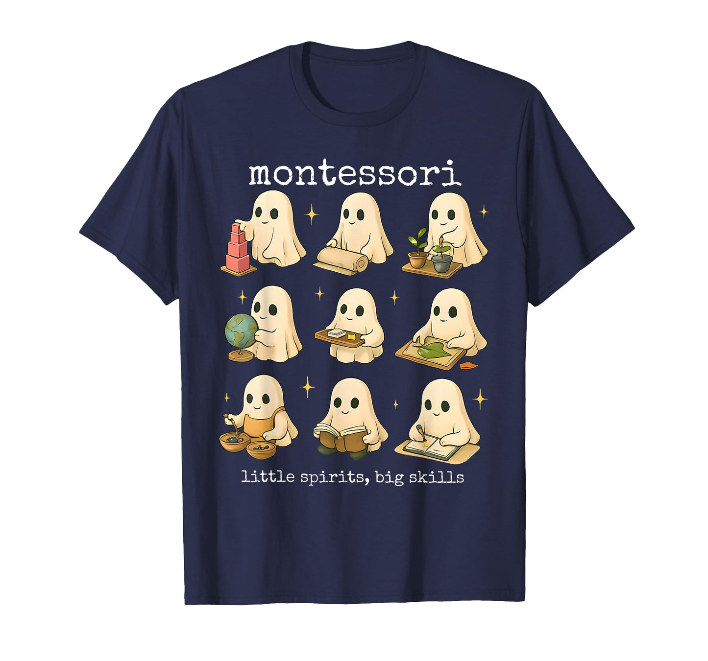 Funny Ghosts Halloween Montessori Teacher Educator Costume T-Shirt