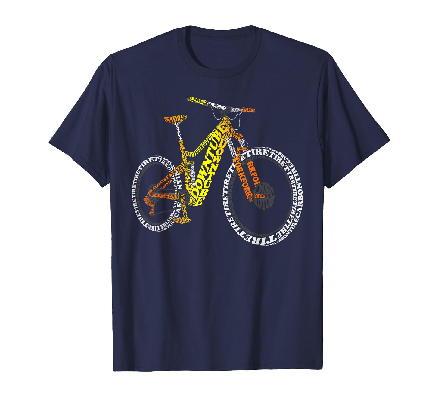 Bicycle Anatomy Mountain Bike MTB Parts Funny Biker Rider T-Shirt