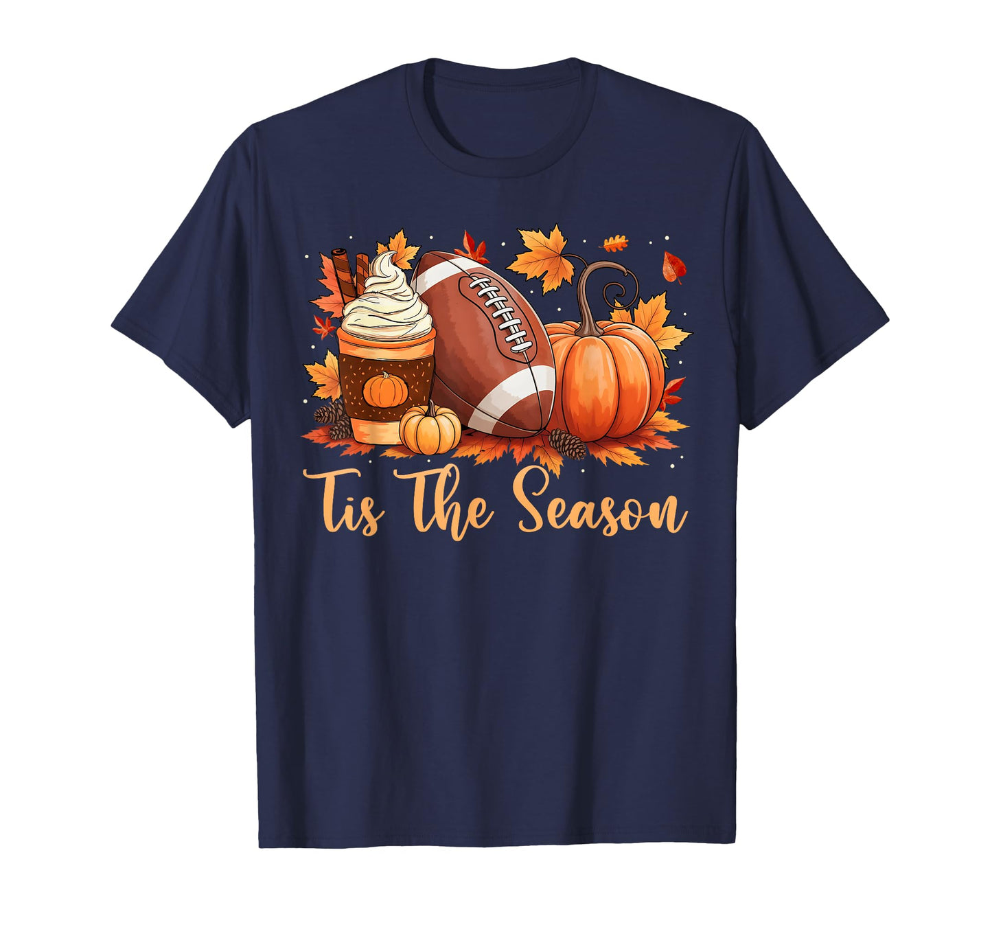 Tis The Season Fall Thanksgiving Pumpkin Spice Football T-Shirt