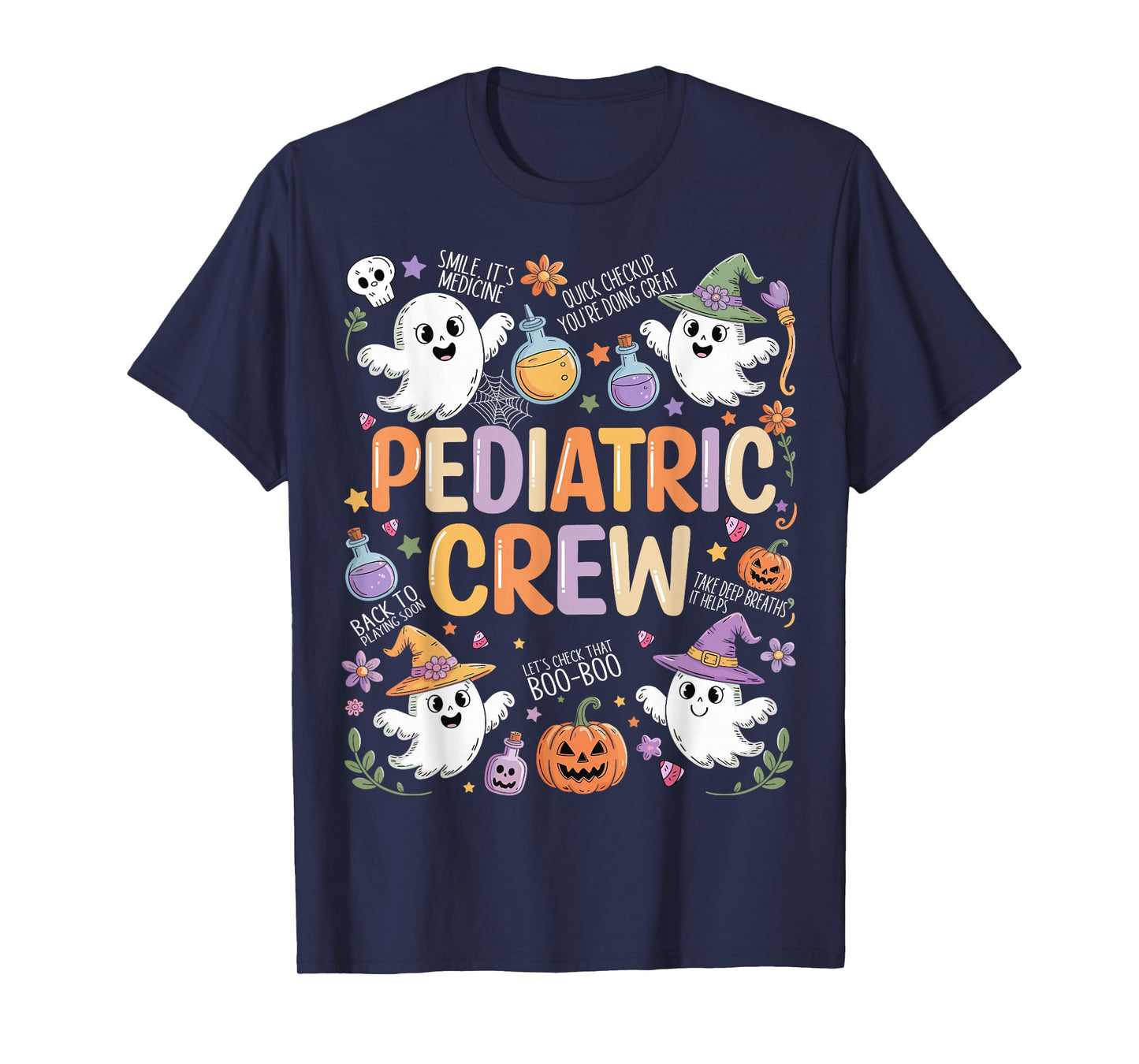 Pediatric Crew Spooky Ghost Peds Nurse Halloween Costume T-Shirt