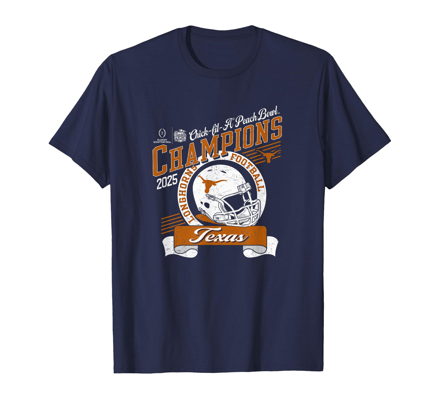 Texas Longhorns Peach Bowl Champs 2025 Black T-Shirt