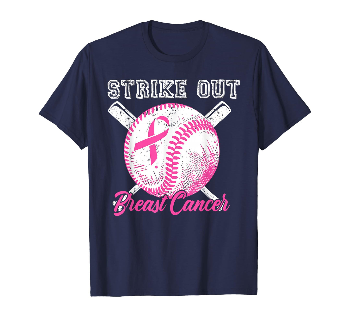 Baseball Strike Out Breast Cancer Awareness Pink Warrior T-Shirt