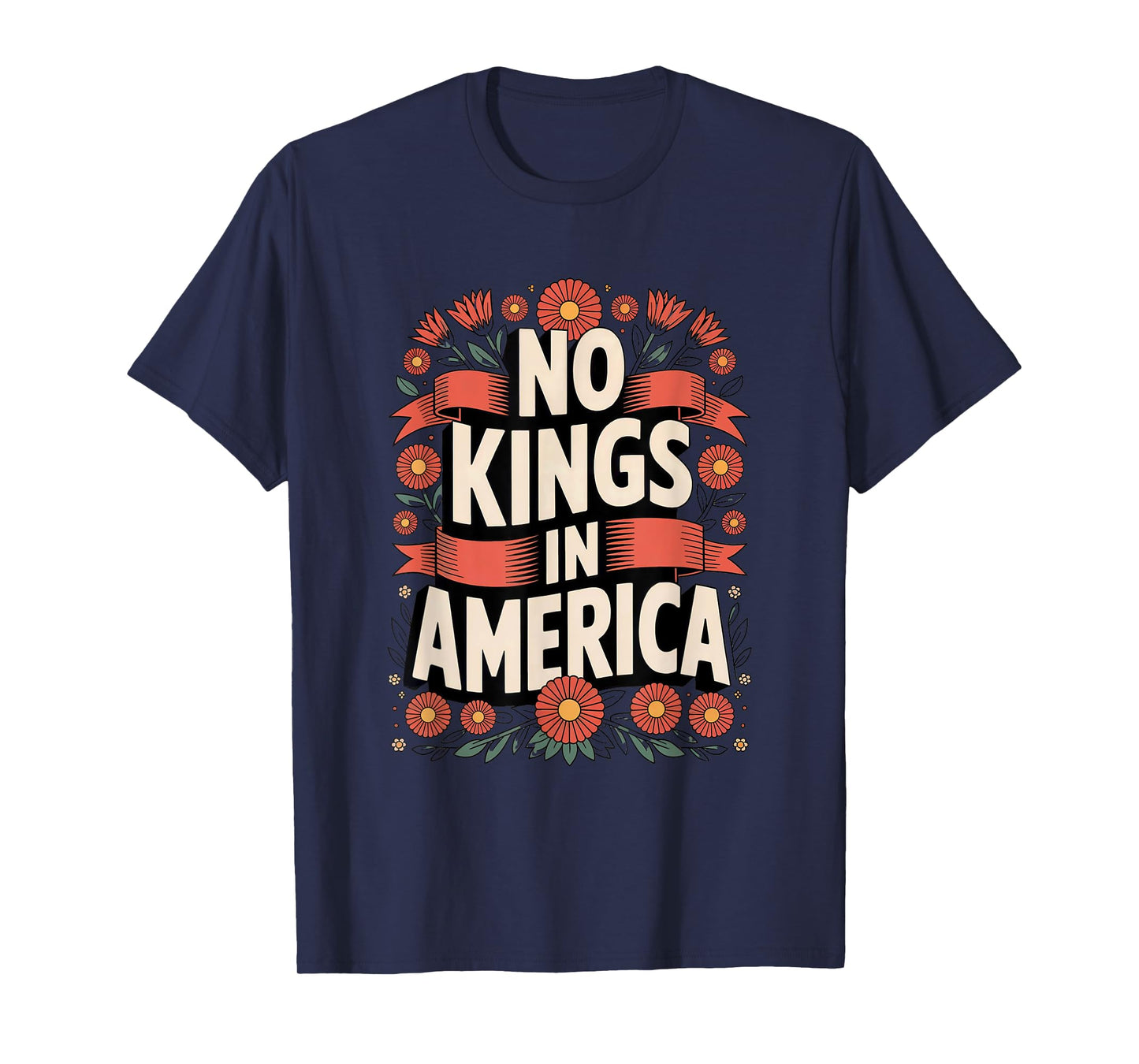 No Kings In America Retro Vintage Floral 70s Women T-Shirt