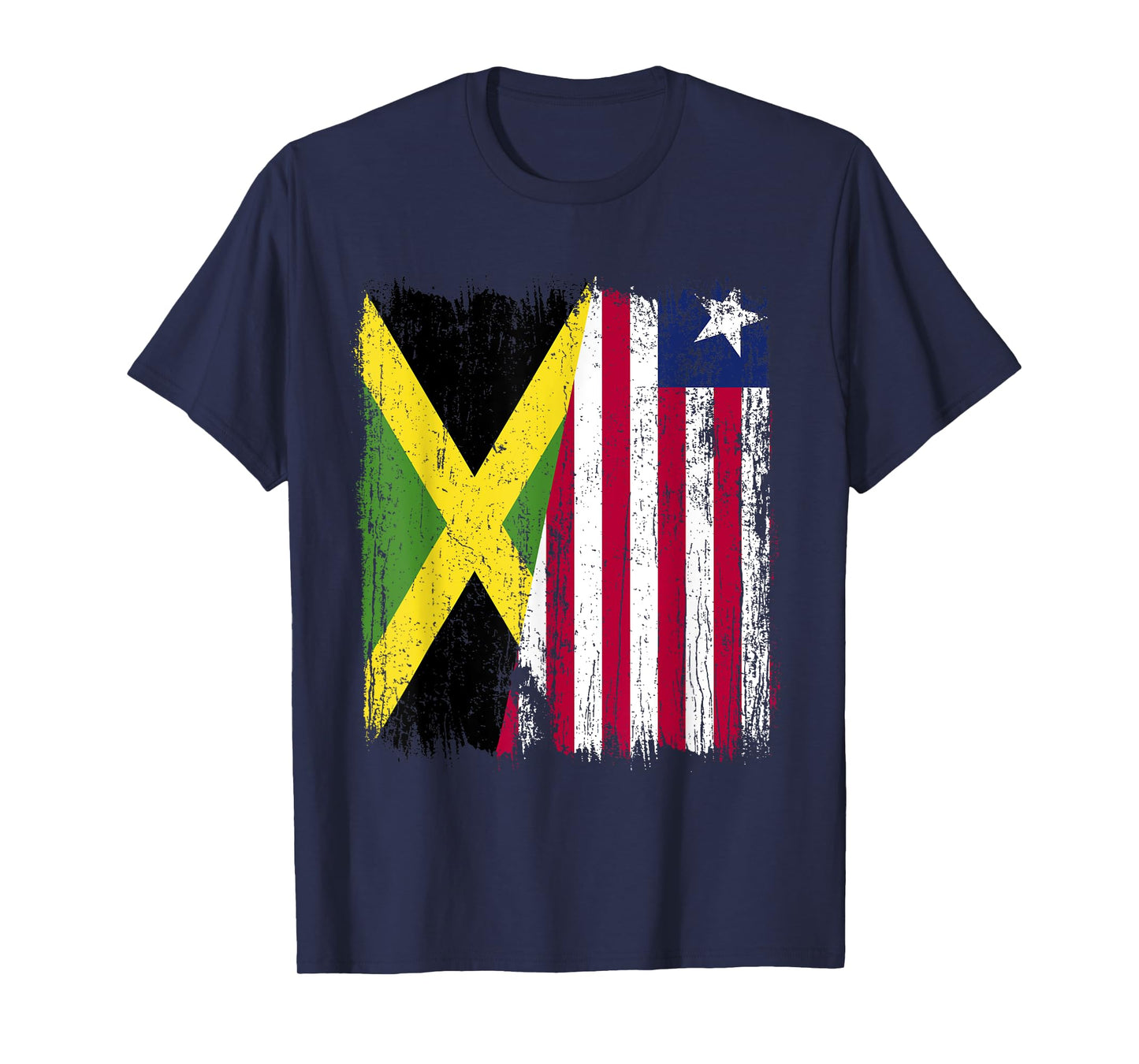 Jamaica Liberia Half Flag Jamaican Liberian Jersey T-Shirt