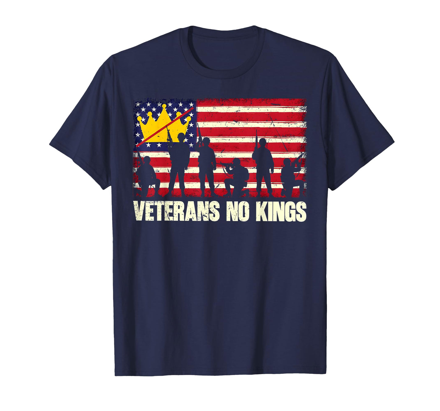 Veterans No Kings Shirt Vintage America Flag Veterans T-Shirt