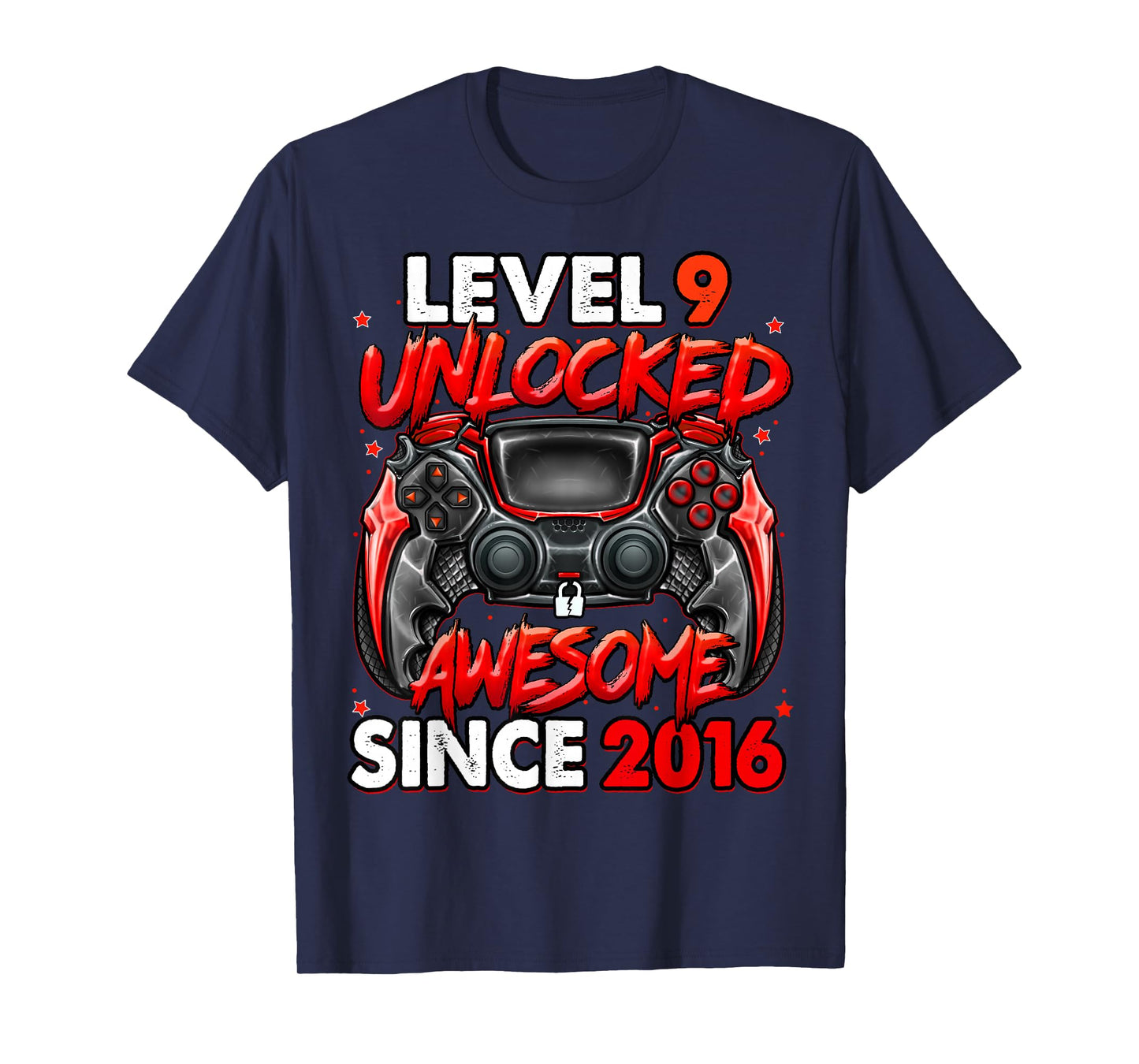 Level 9 Unlocked Awesome Since 2016 9th Birthday Gaming T-Shirt