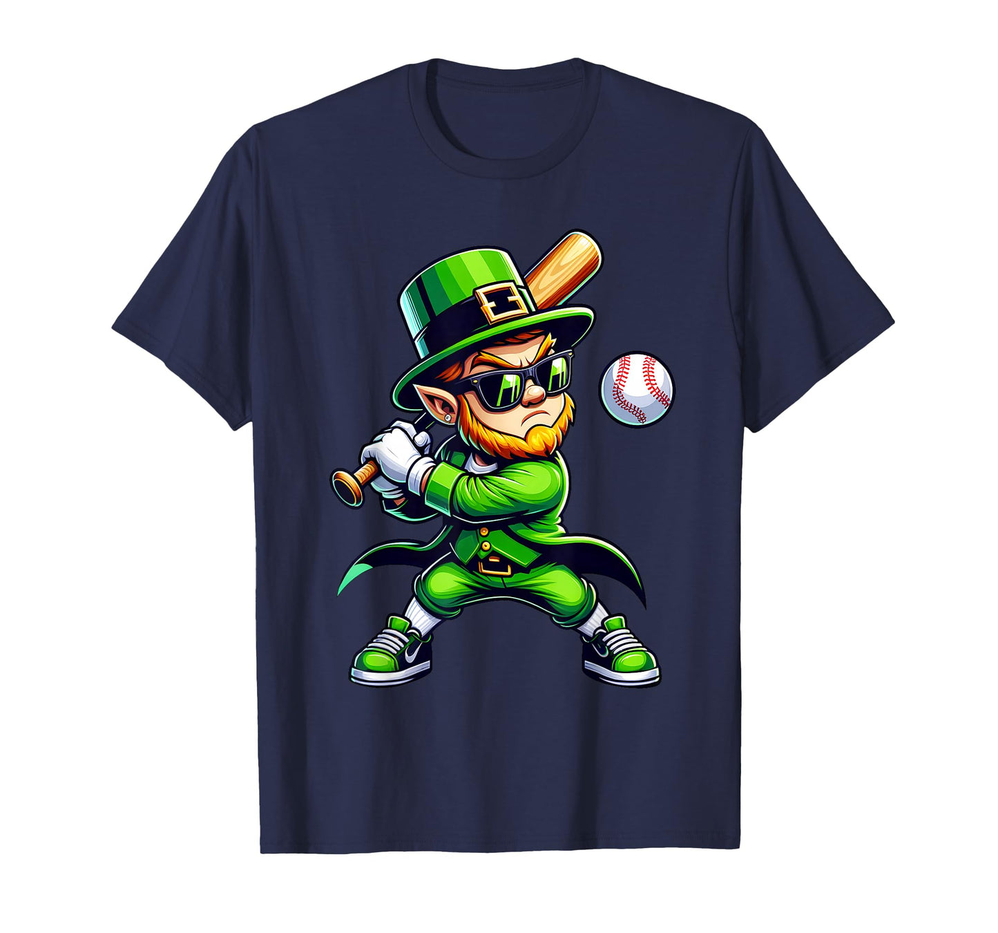 Leprechaun Playing Baseball St Patricks Day Sport Mens Boys T-Shirt