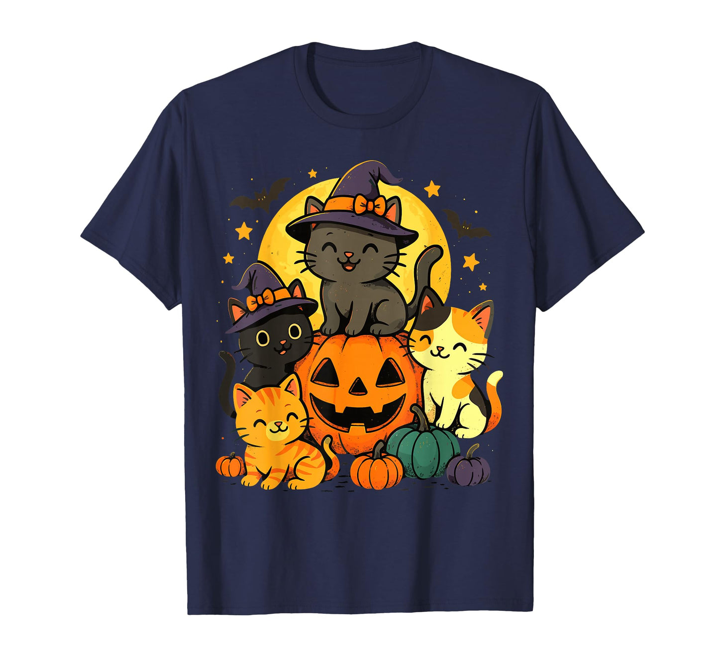 Halloween Kawaii Cats Pumpkin Funny Cat T-Shirt
