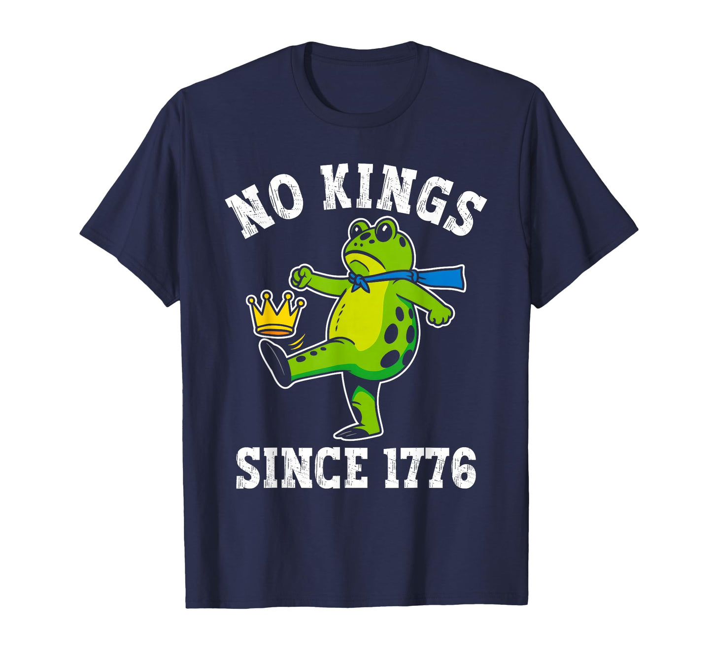 No Kings Since 1776 Portland Frog Kicking Crown Retro T-Shirt