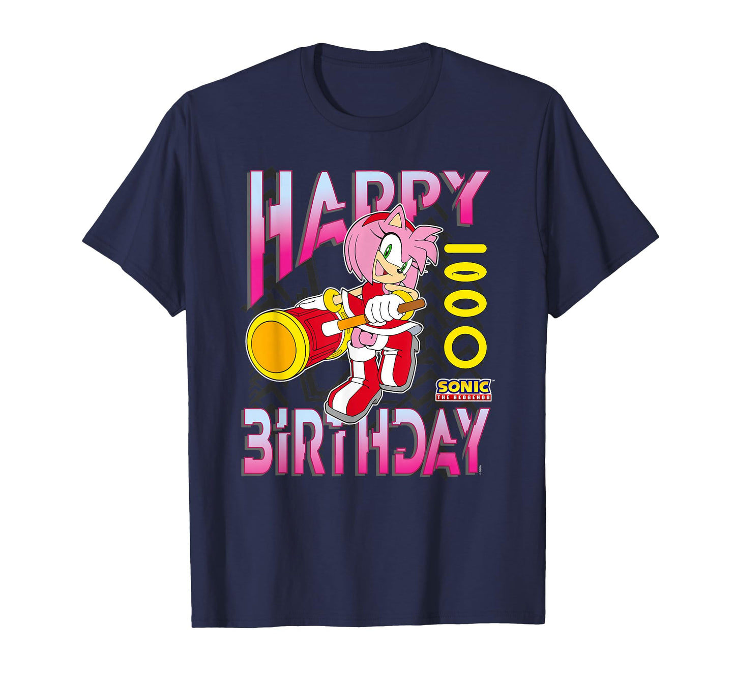 Sonic The Hedgehog Happy Birthday Amy Grid Chest Poster T-Shirt