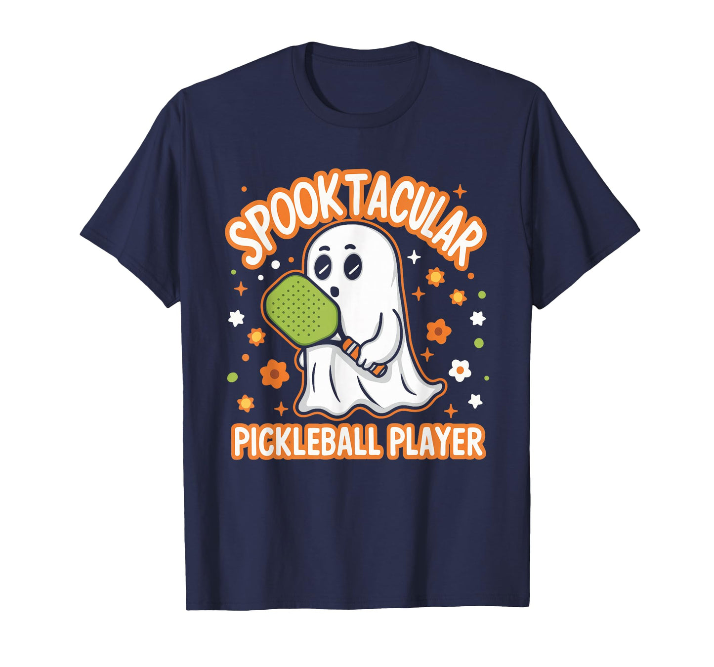 Spooktacular Pickleball Player Ghost Pumpkin T-Shirt