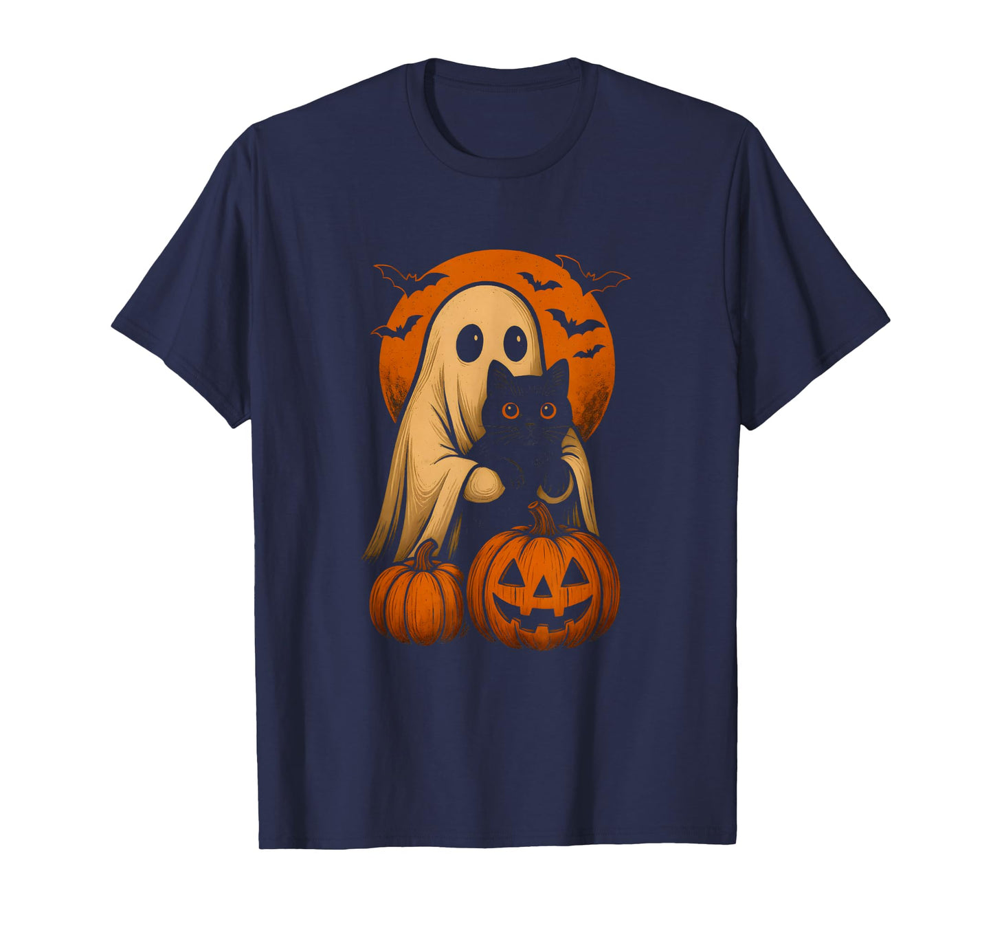 Cute Ghost and Cat with Pumpkin for Halloween Costume Party T-Shirt