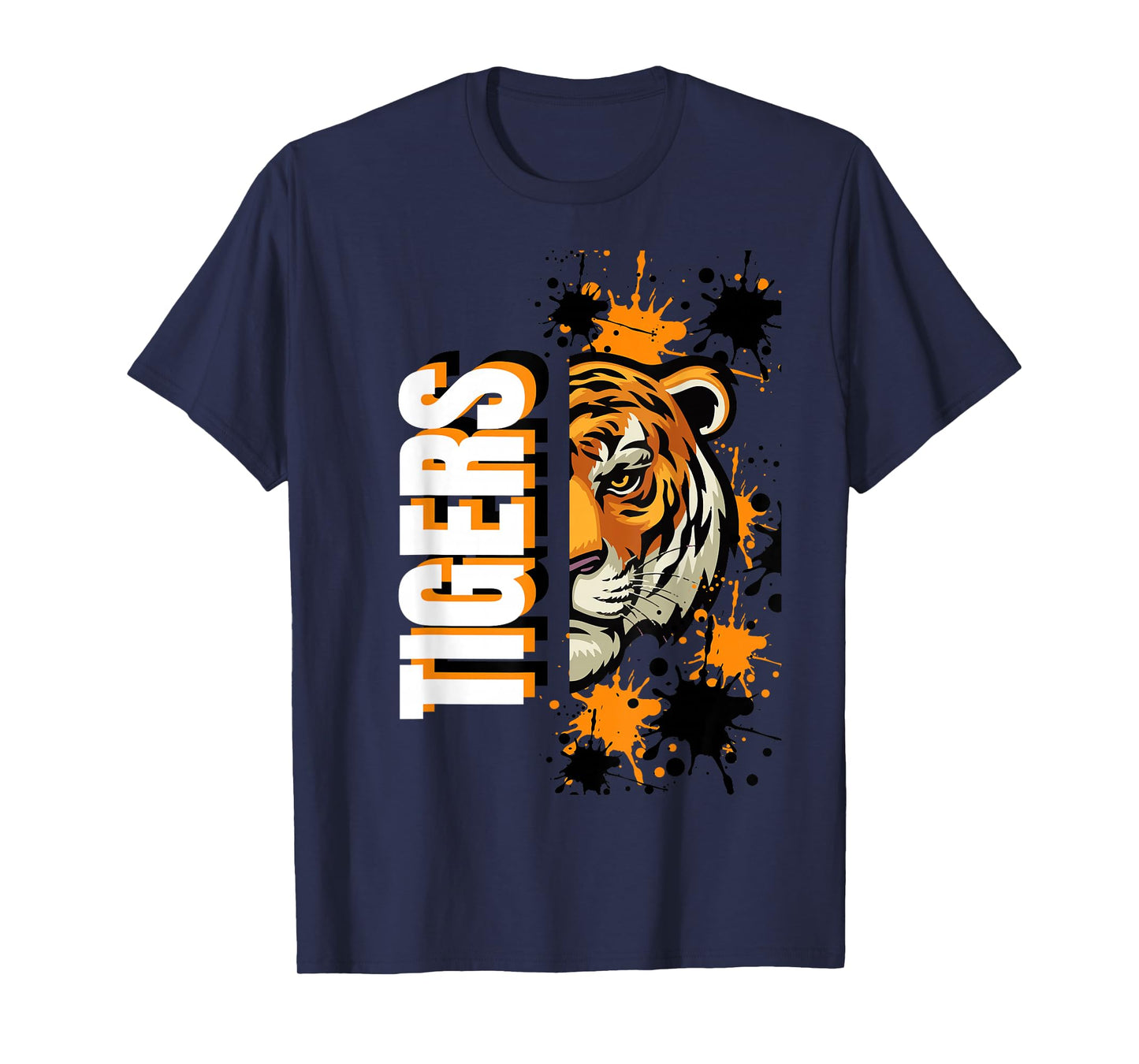 Tigers School Spirit Tiger Mascot Orange Black T-Shirt