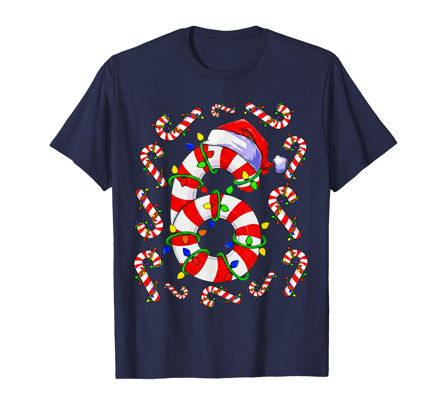 Fun Six Seven 6 7 Meme Design Couples Christmas Candy Cane T-Shirt