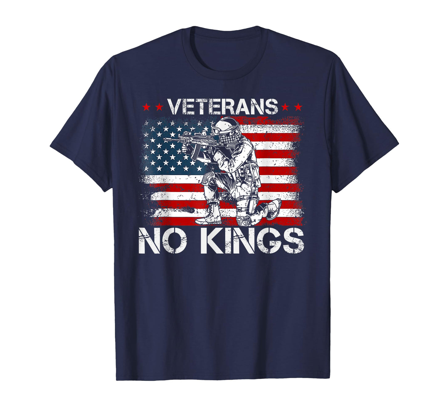 No Kings Veterans Shirts Men Patriotic America Flag No Kings T-Shirt