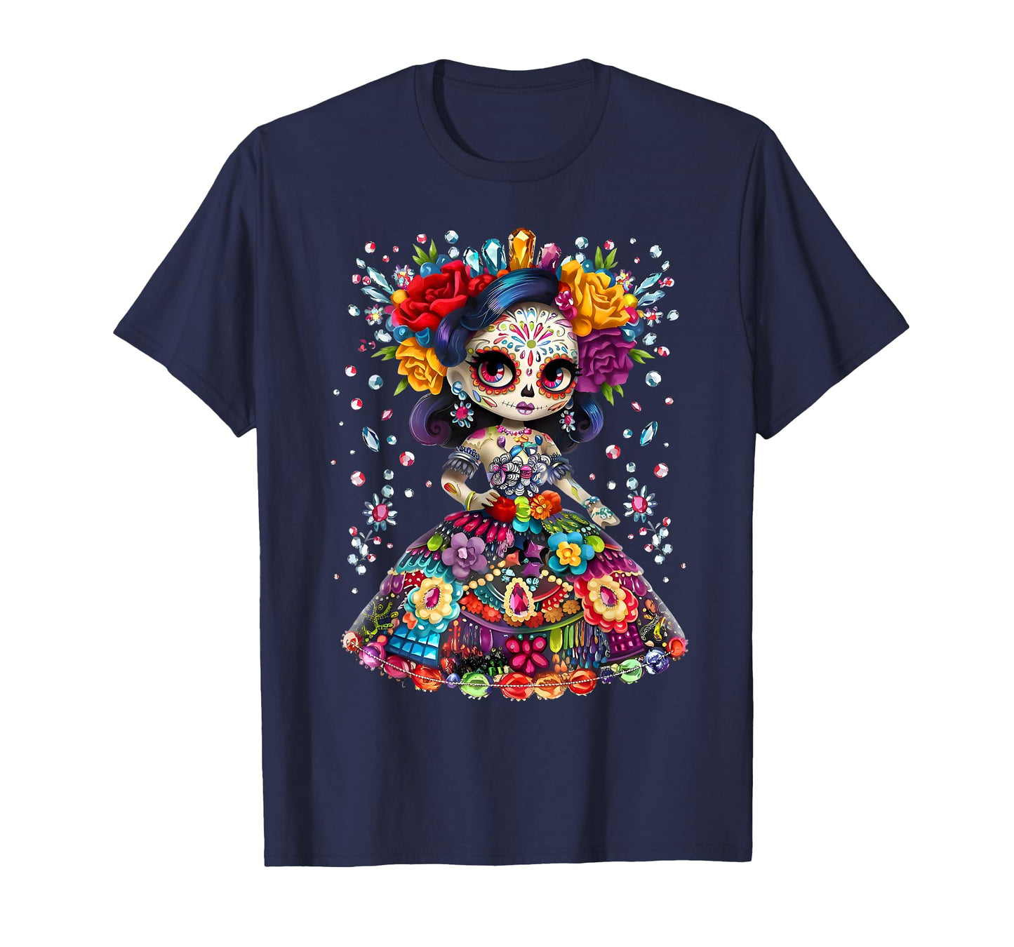 Flower Woman Day Of The Dead Dia De Los Muertos Catrina T-Shirt