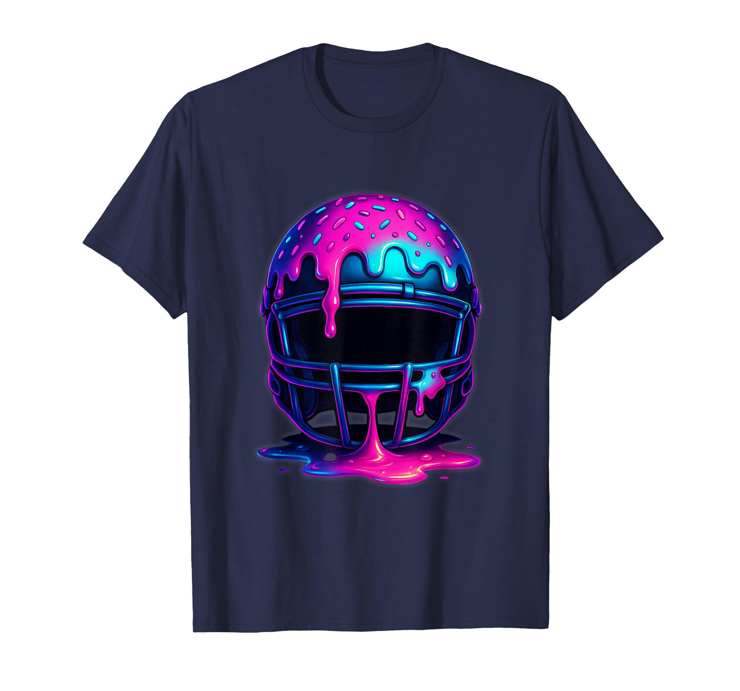 Football Drip Ice Cream Sprinkles for Lineman WR QB RB Men T-Shirt