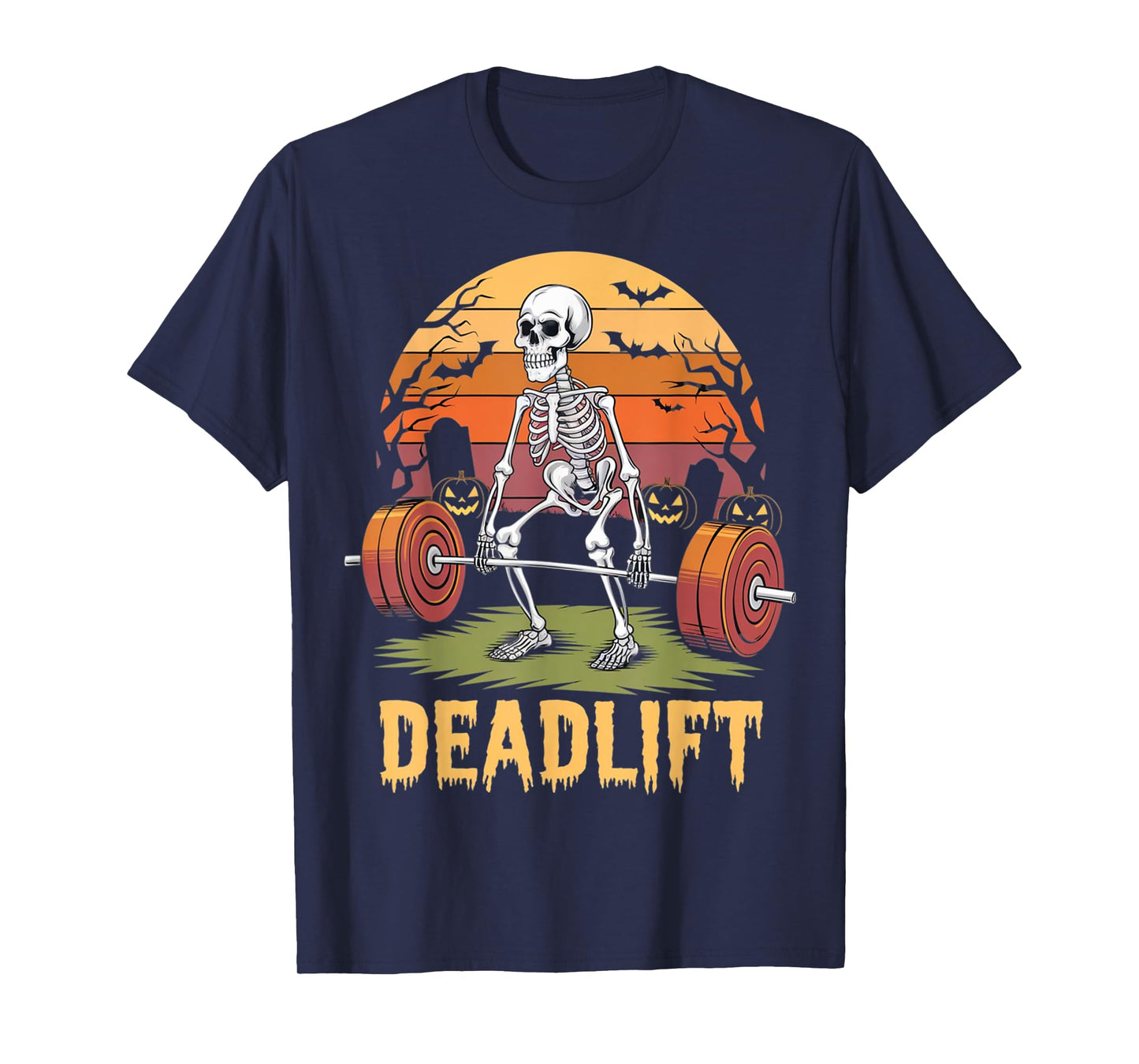 Halloween Deadlift Skeleton Gym Workout Weight Lifting T-Shirt
