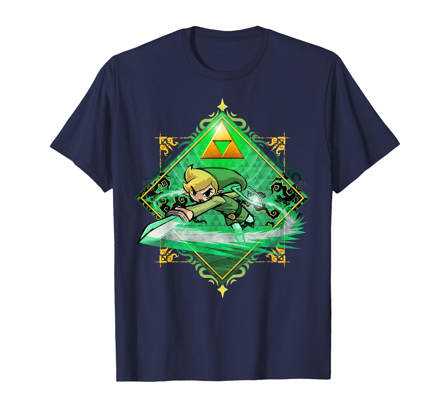 The Legend of Zelda: The Wind Waker Link Gold Sword Badge T-Shirt