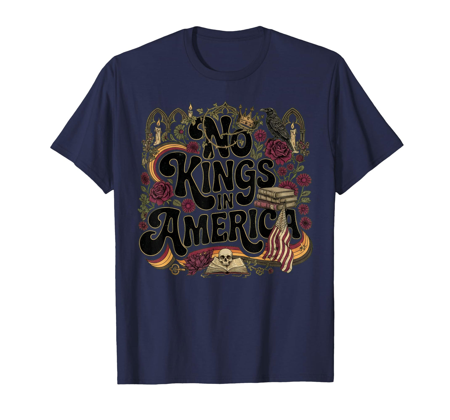 Vintage No Kings in America Men Women Liberty Pride Artwork T-Shirt
