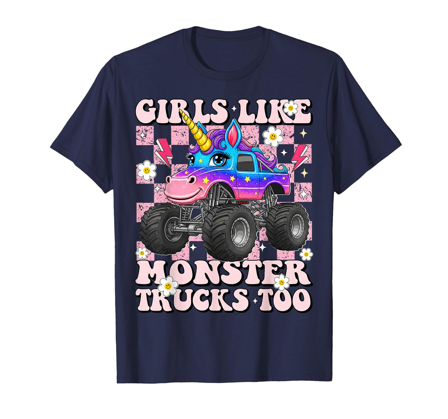 Girls Like Monster Trucks Too Cute Unicorn for Toddler Teen T-Shirt