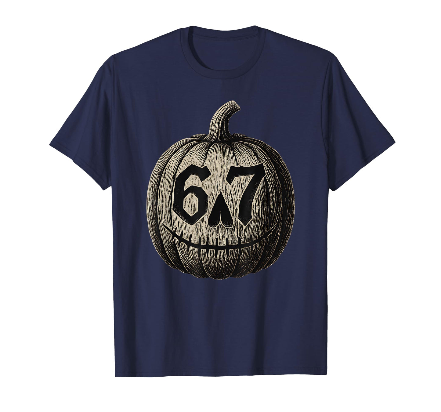 67 Halloween Pumpkin 6 7 Meme Brain Rot Six Seven Teen Boys T-Shirt