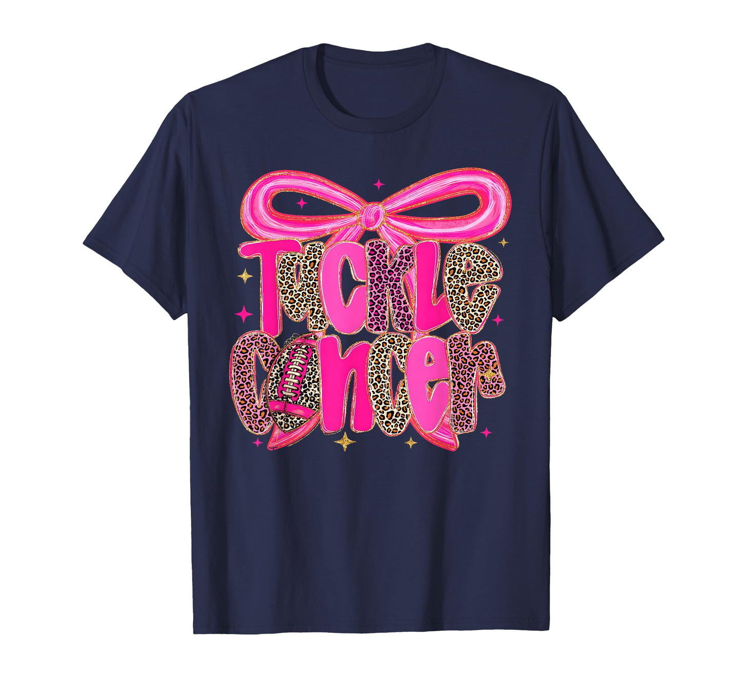 Tackle Cancer Pink Football Coquette Bow Breast Cancer T-Shirt