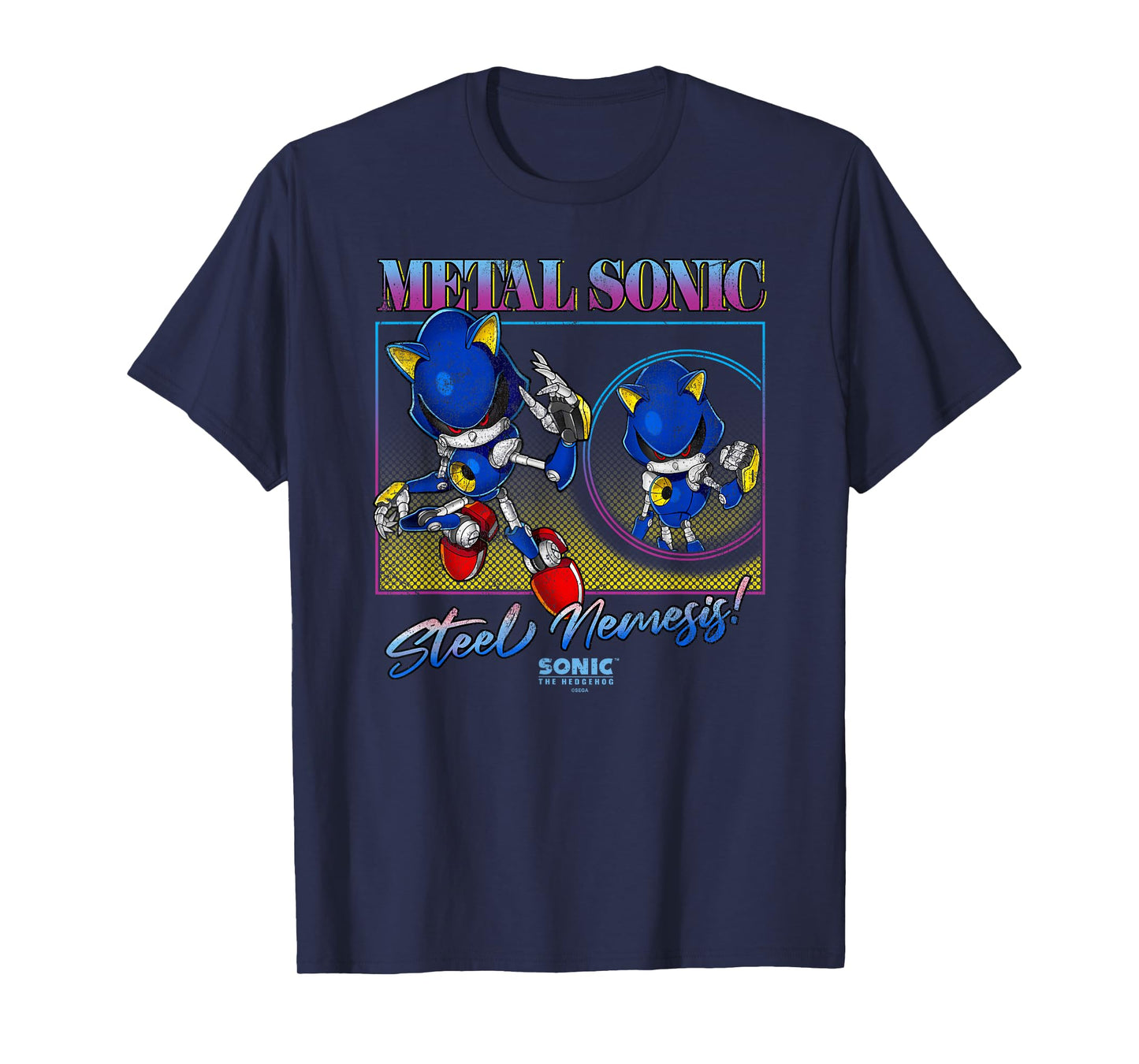 Sonic The Hedgehog Metal Sonic Steel Nemesis! Distressed T-Shirt