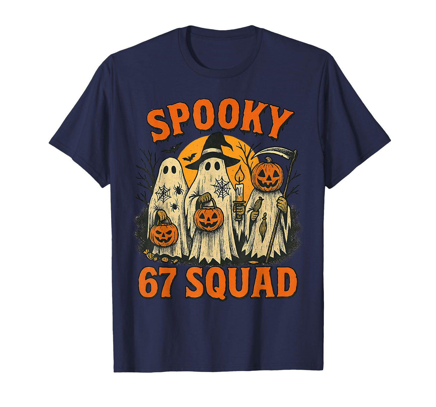Spooky 67 Squad Funny Halloween Ghost 6 7 Six Seven Boy Kids T-Shirt