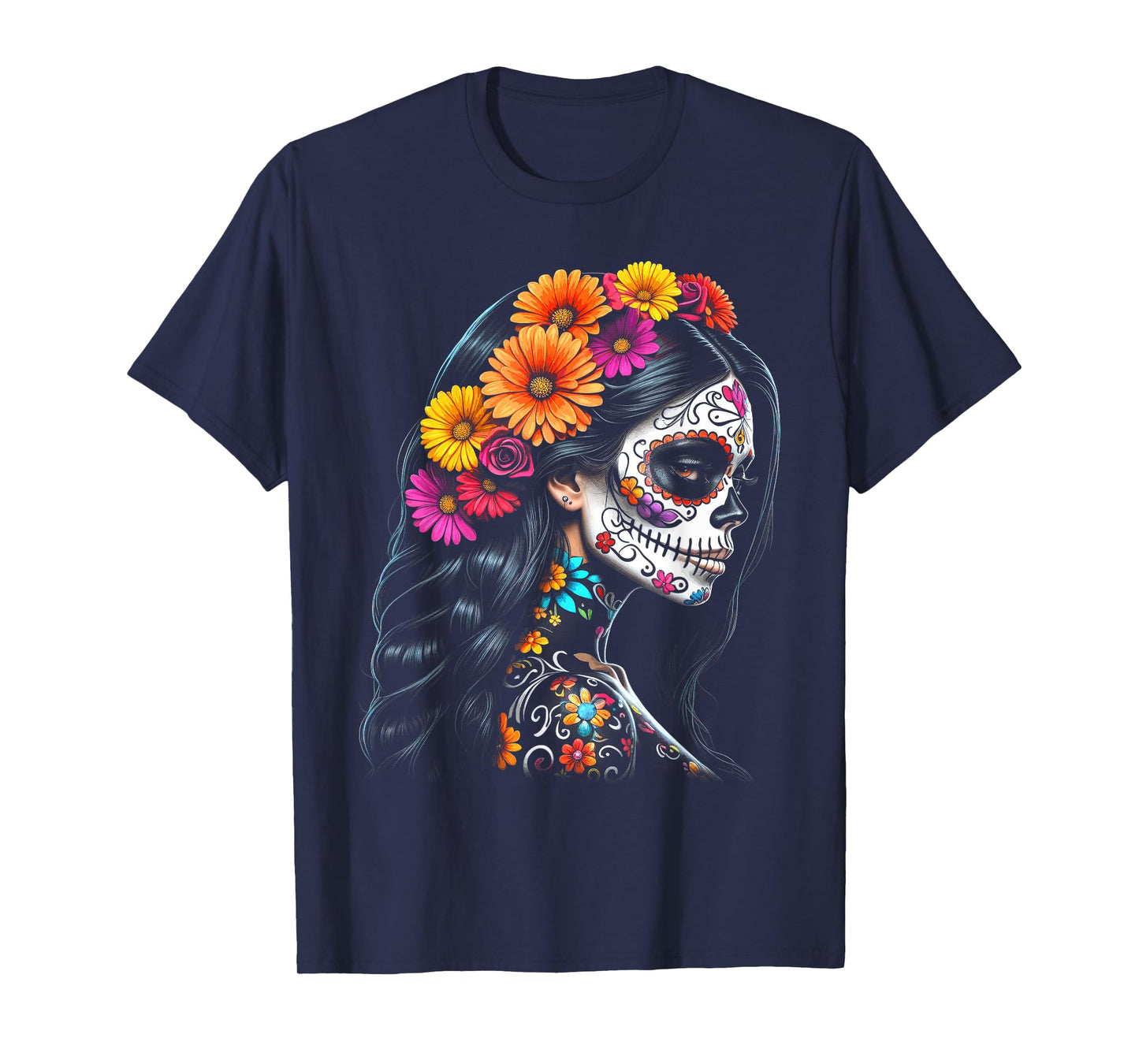 De Los Muertos La Catrina Day of the Dead Sugar Skull Women T-Shirt