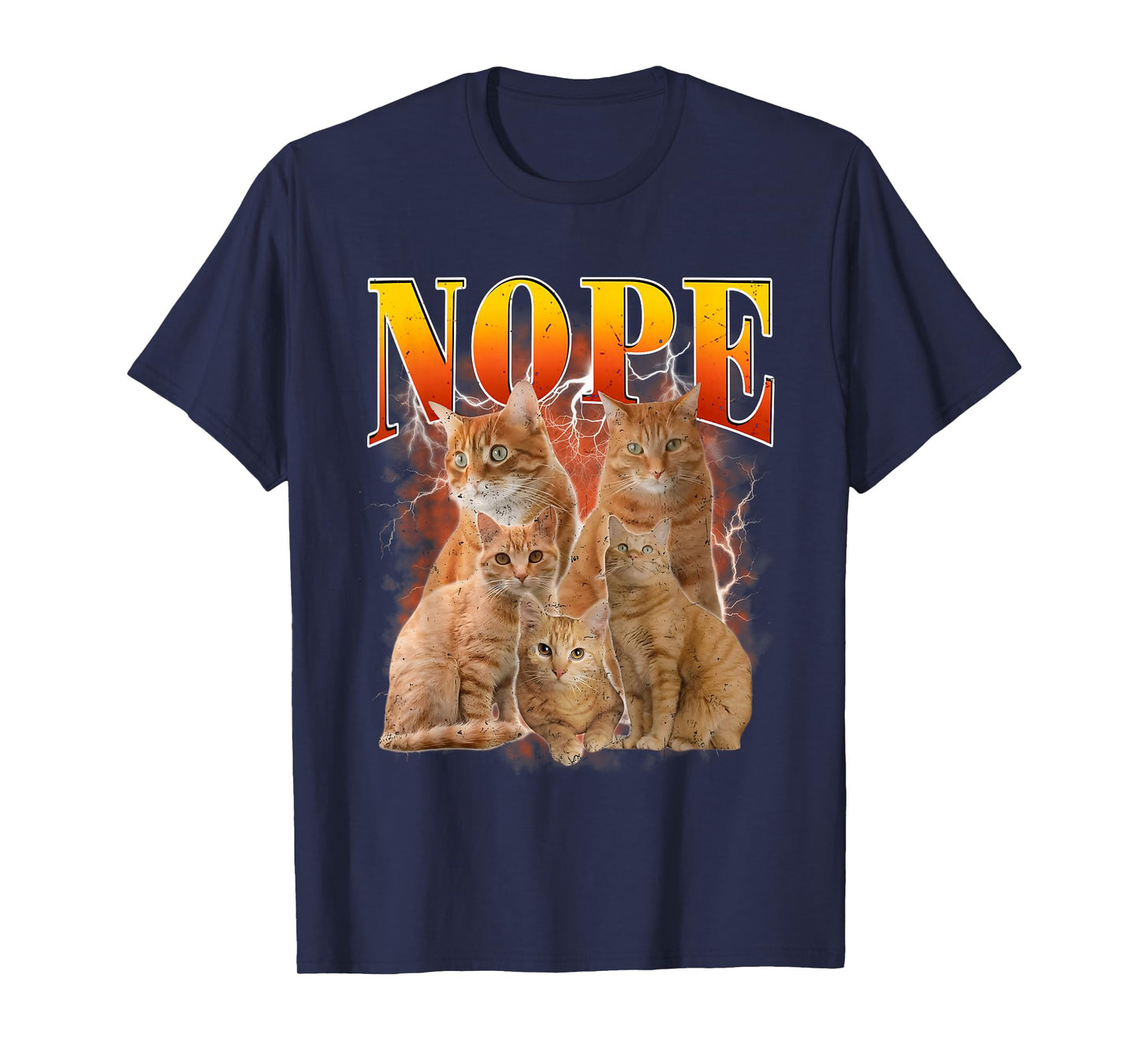 Funny Nope Cat Shirt Vintage Bootleg Pet Lover Men Women T-Shirt