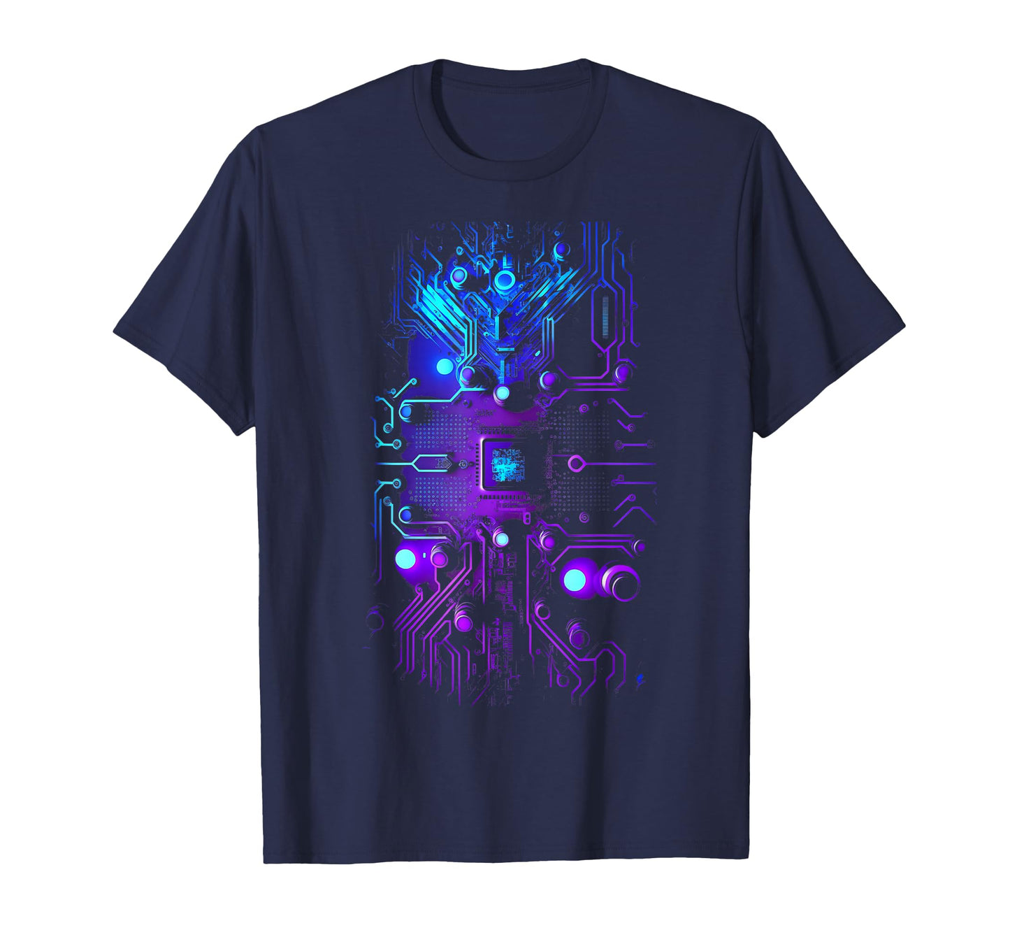 Motherboard Microchip Purple Blue IT Computer Background T-Shirt