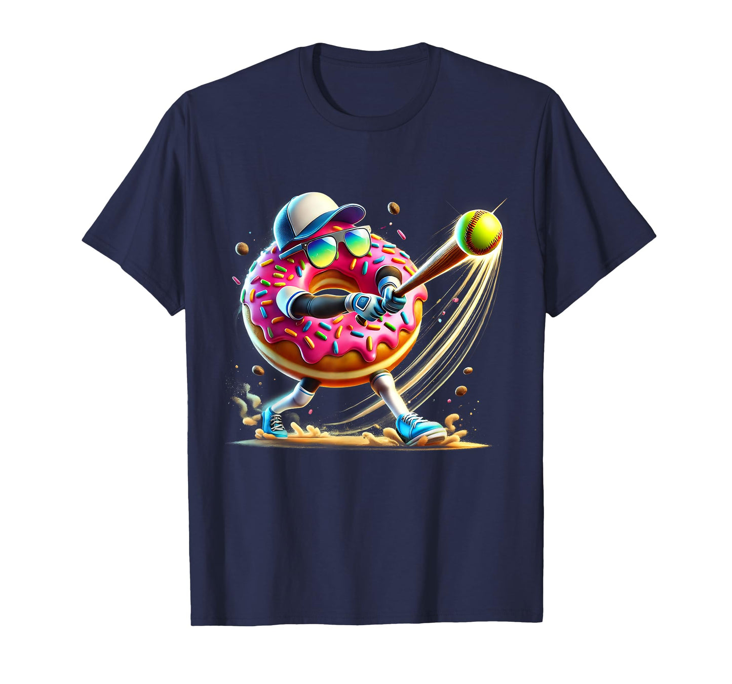 Donut Playing Softball Donut Lover Softball Player T-Shirt