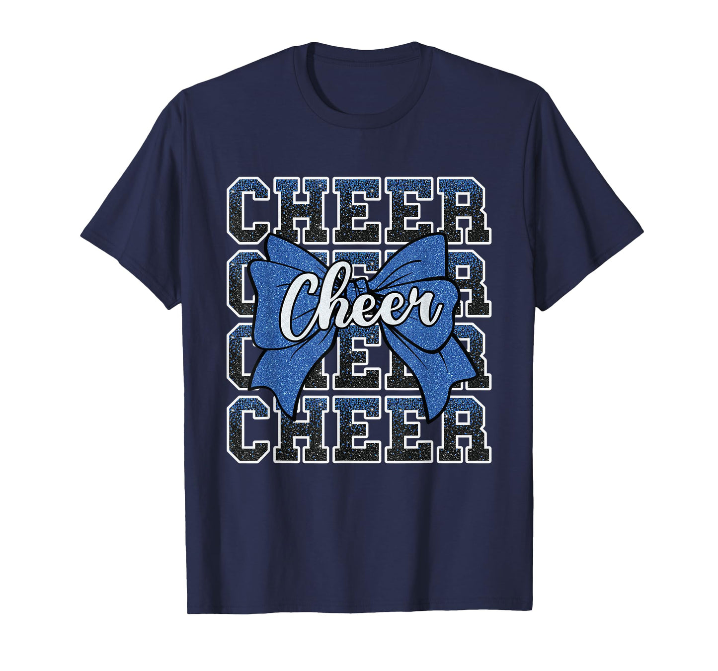 Coquette Cheer Bow Sport Cheerleader Cheerleading Blue T-Shirt